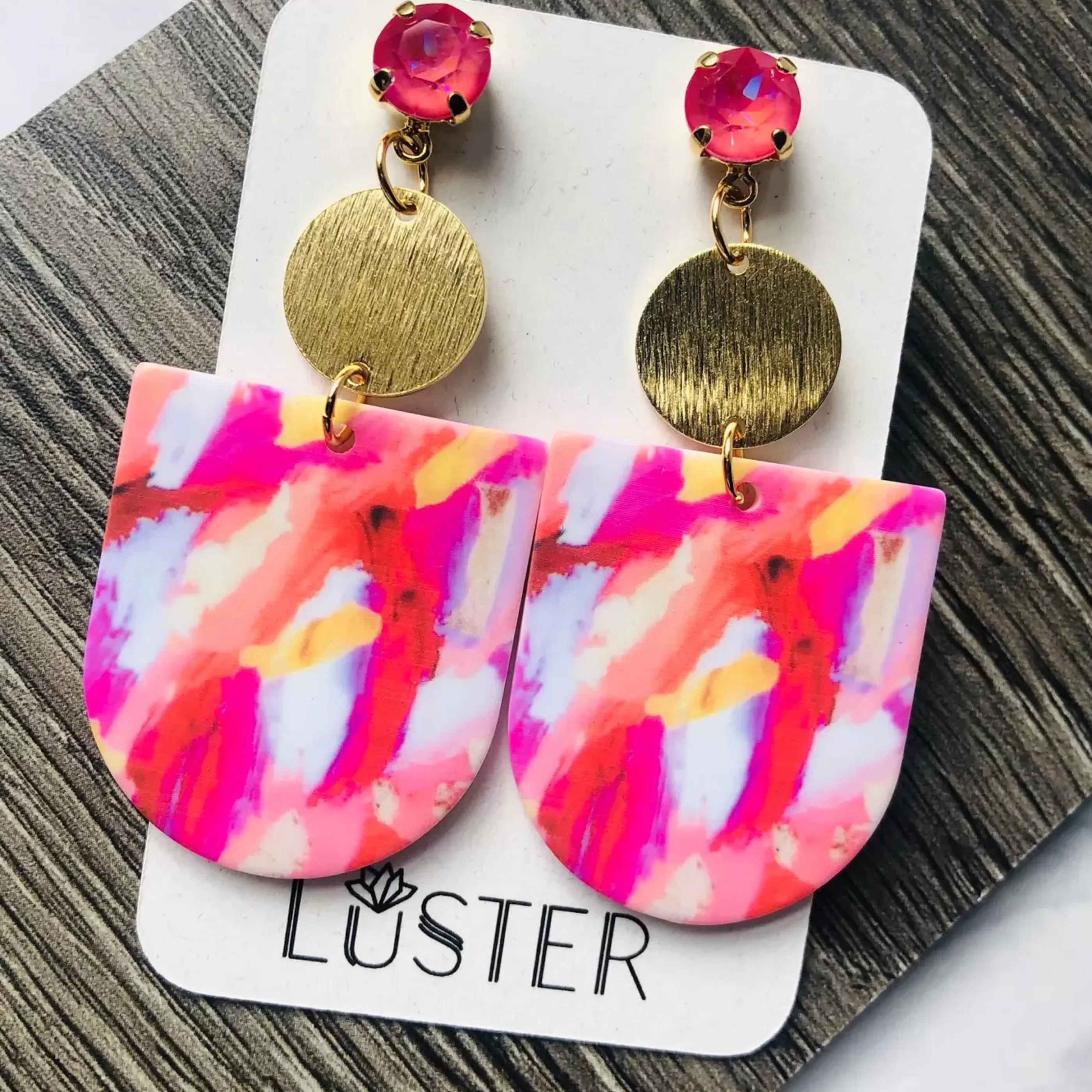 Luster Jewellery>Abstract Painting Unique Statement Earrings