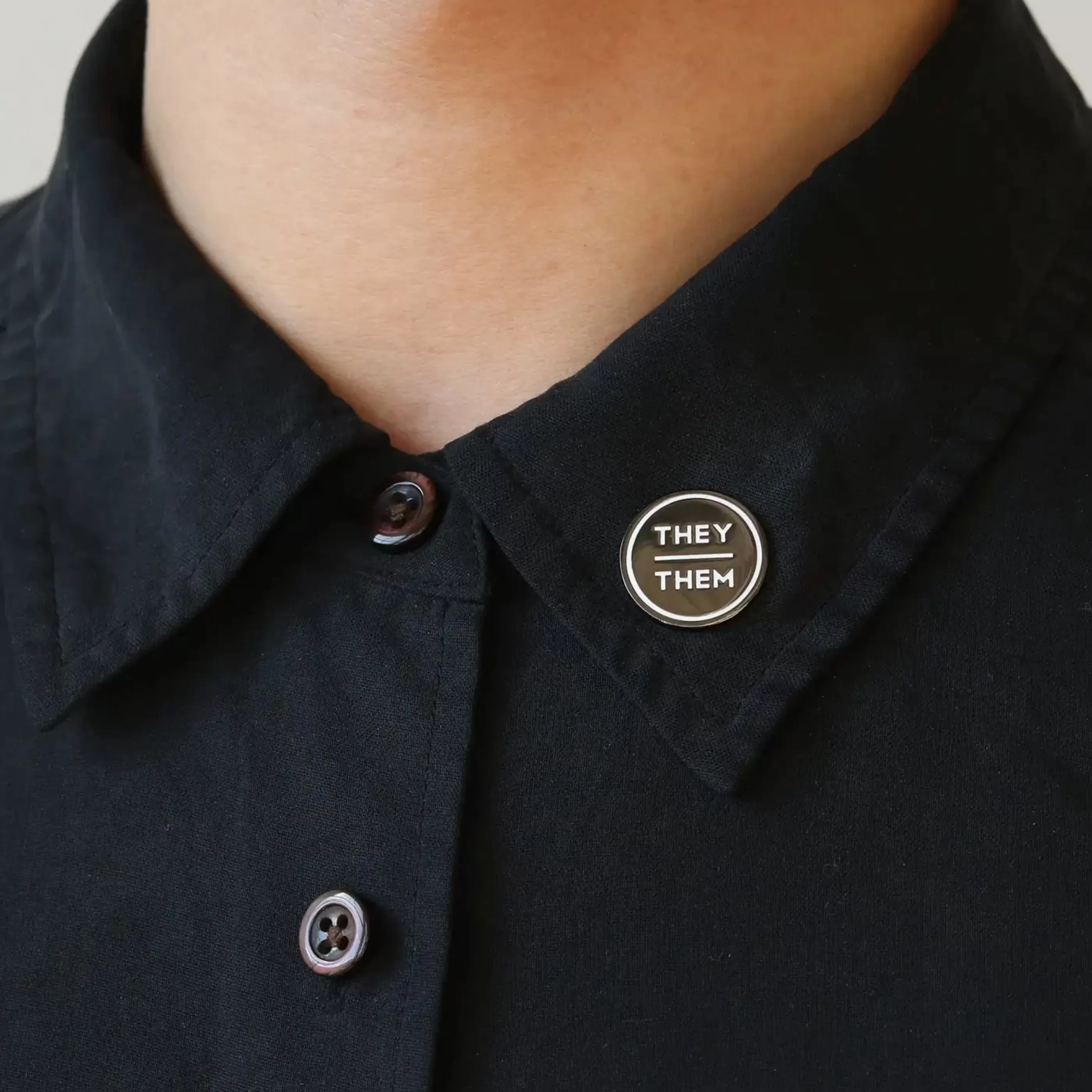 Gamut Pins Pins, Patches & Keychains>Anthracite Enamel Pronoun Pin: They/Them