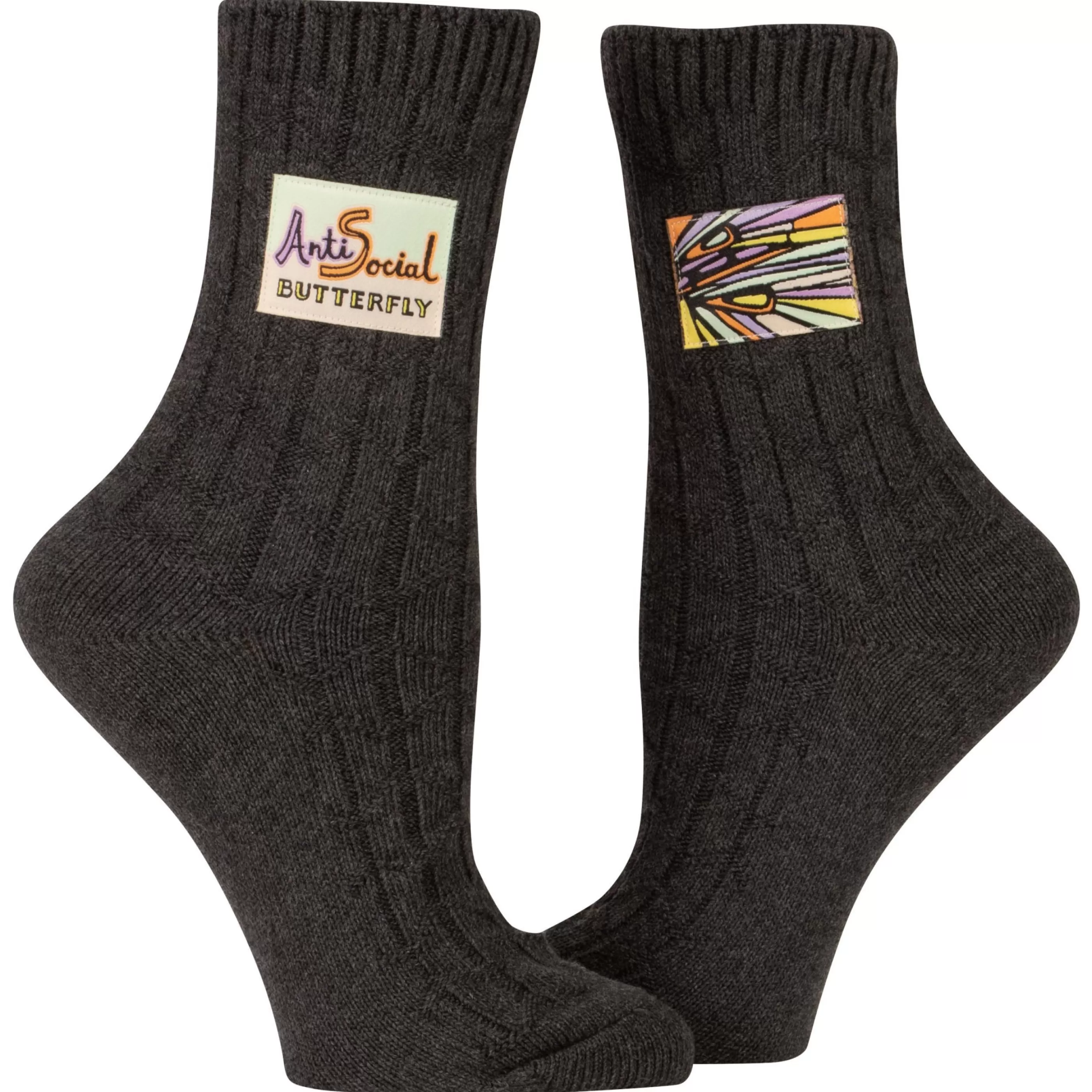Blue Q Men's Socks>Antisocial Butterfly Tag Socks