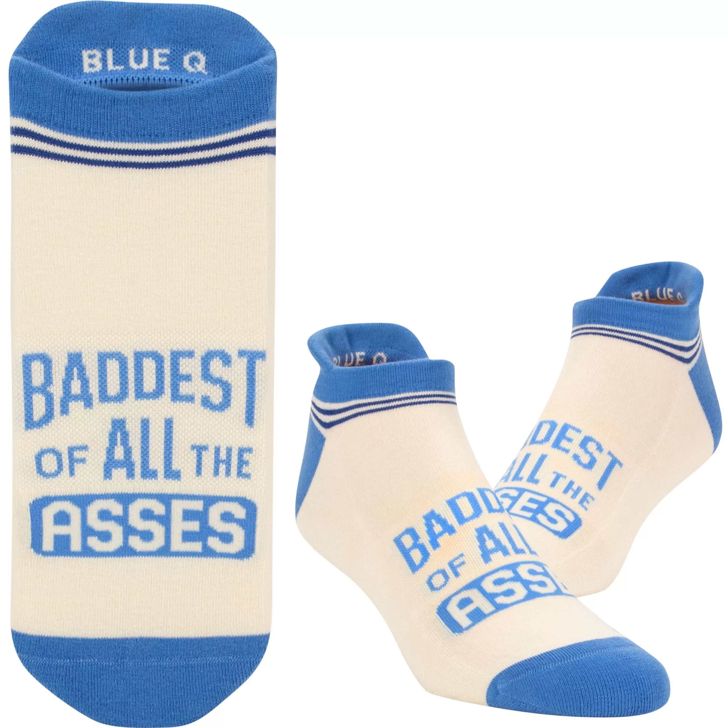 Blue Q Men's Socks>Baddest Of Asses Sneaker Socks