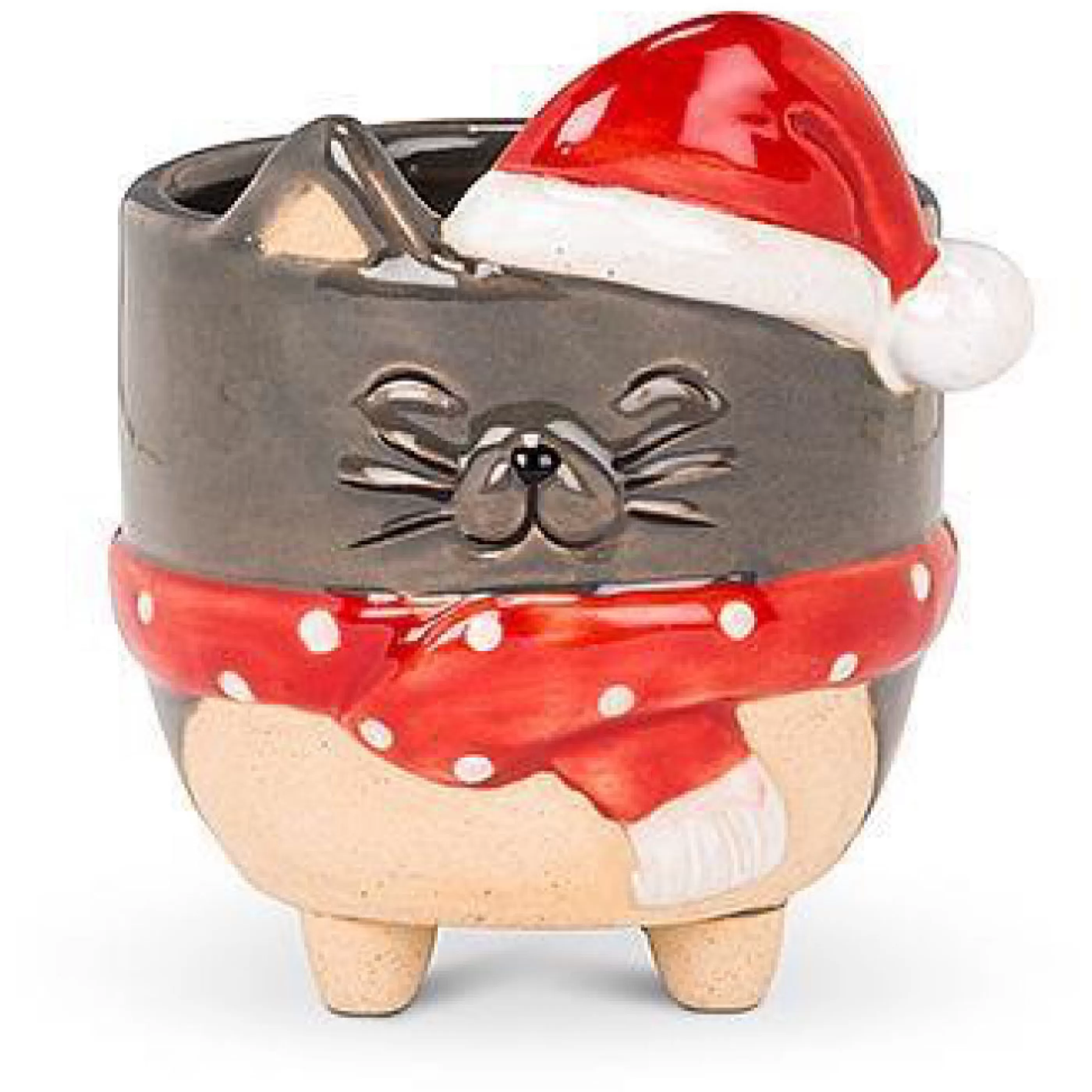 Abbott Collection Cat In Santa Hat Planter Small Hot