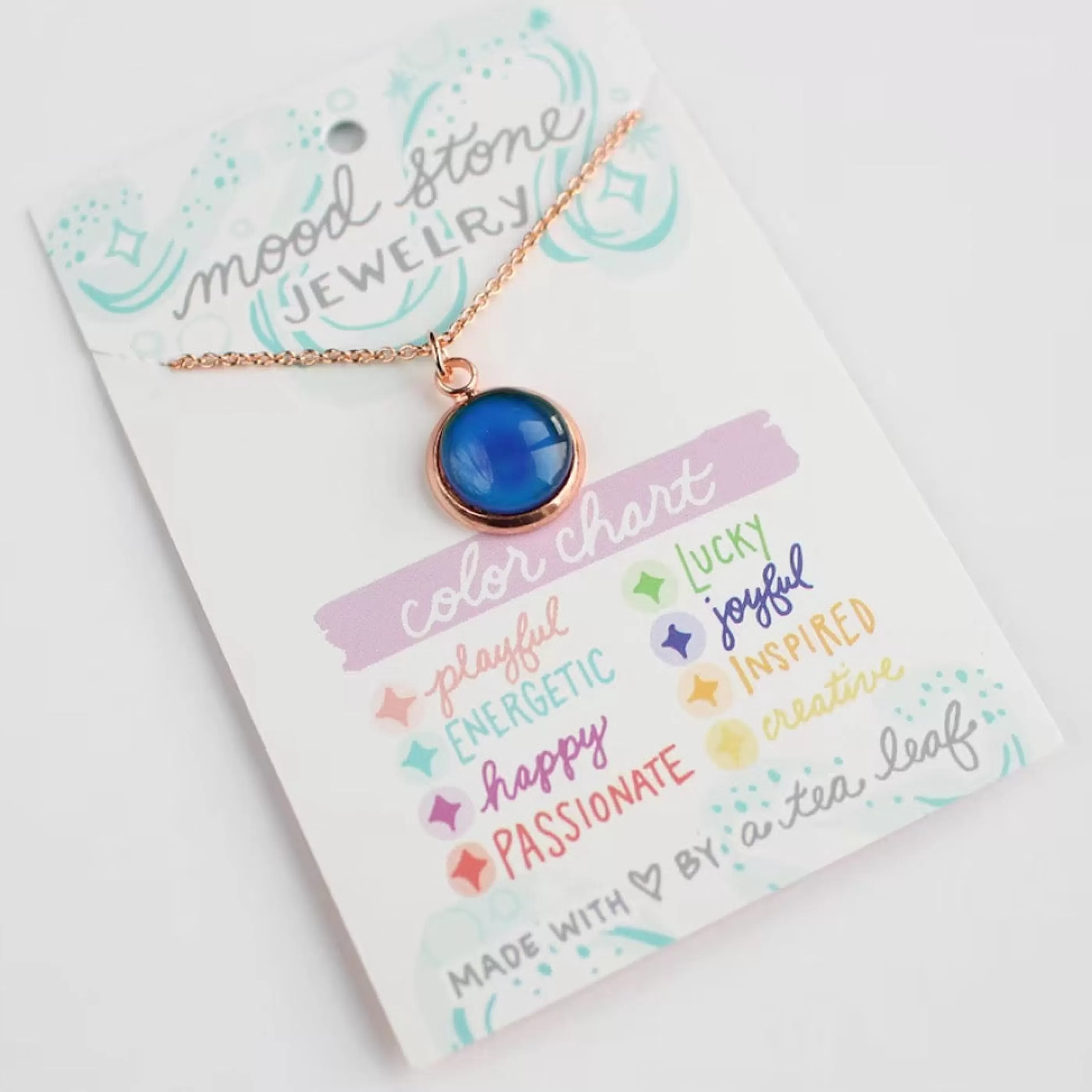 A Tea Leaf Jewelry Jewellery>Changing Color Mood Stone Necklace Gold