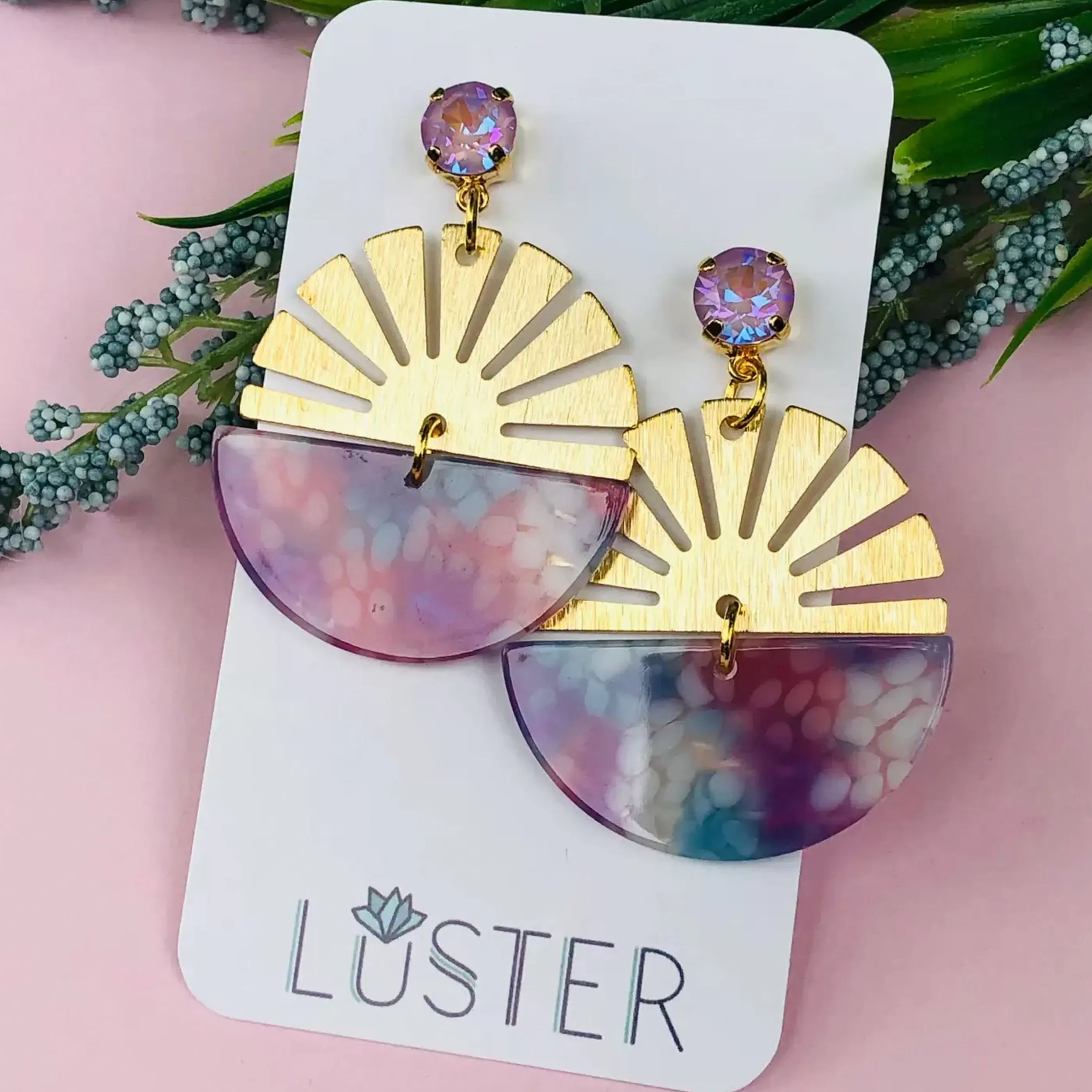 Luster Jewellery>Colorful Brass Lightweight Statement Earrings