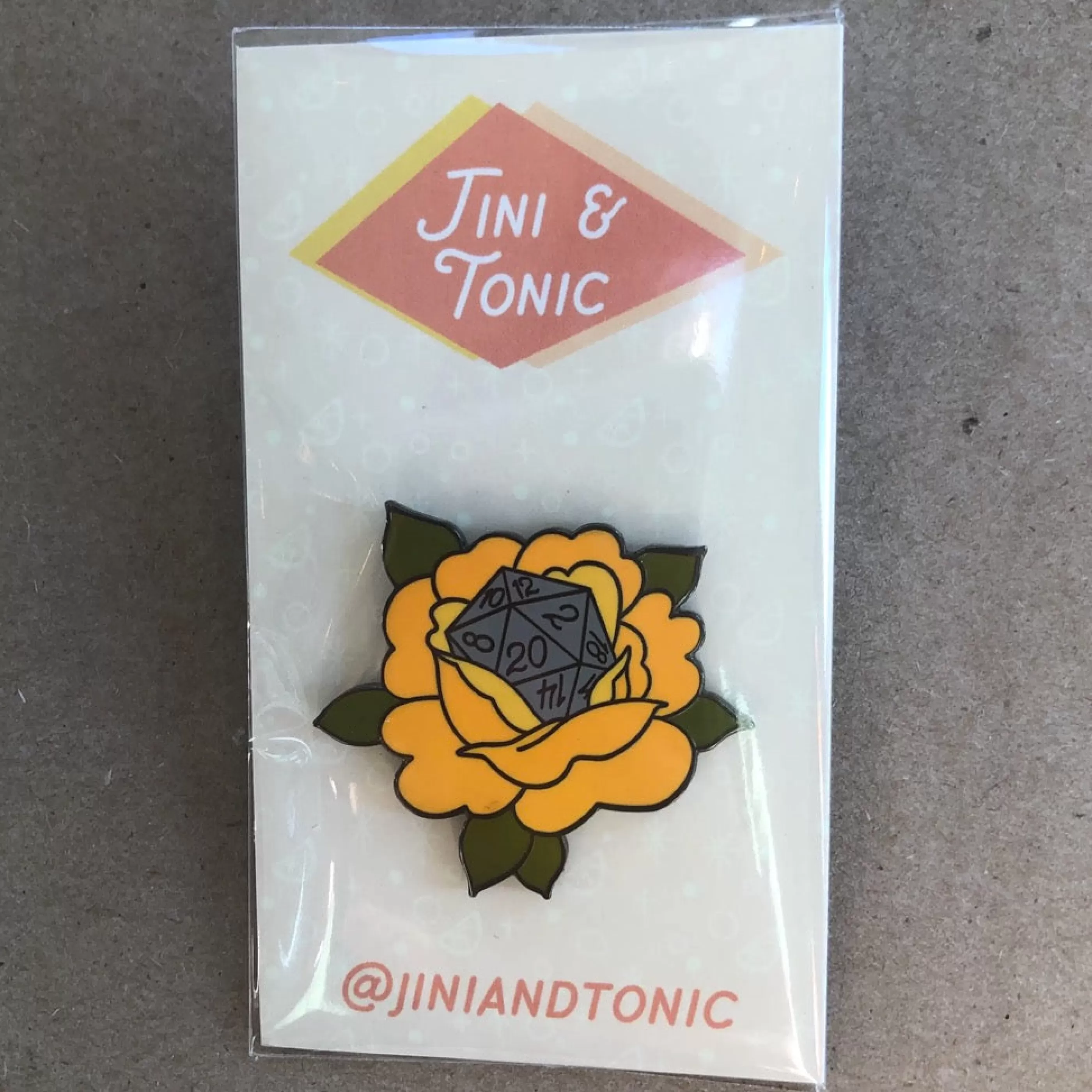 Jini & Tonic Pins, Patches & Keychains>D20 Rose Enamel Pin