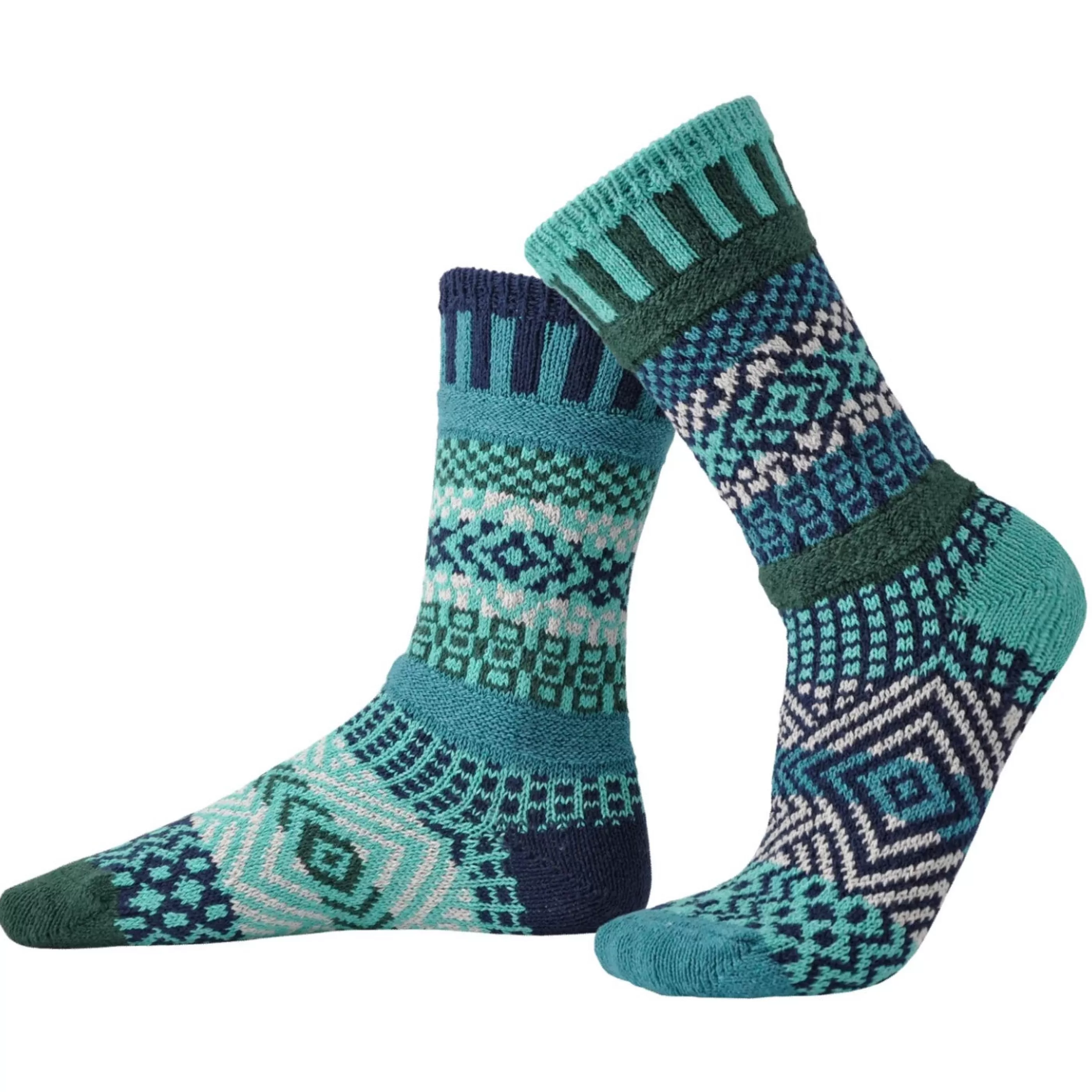 Solmate Men's Socks>Evergreen Mismatched Crew Socks