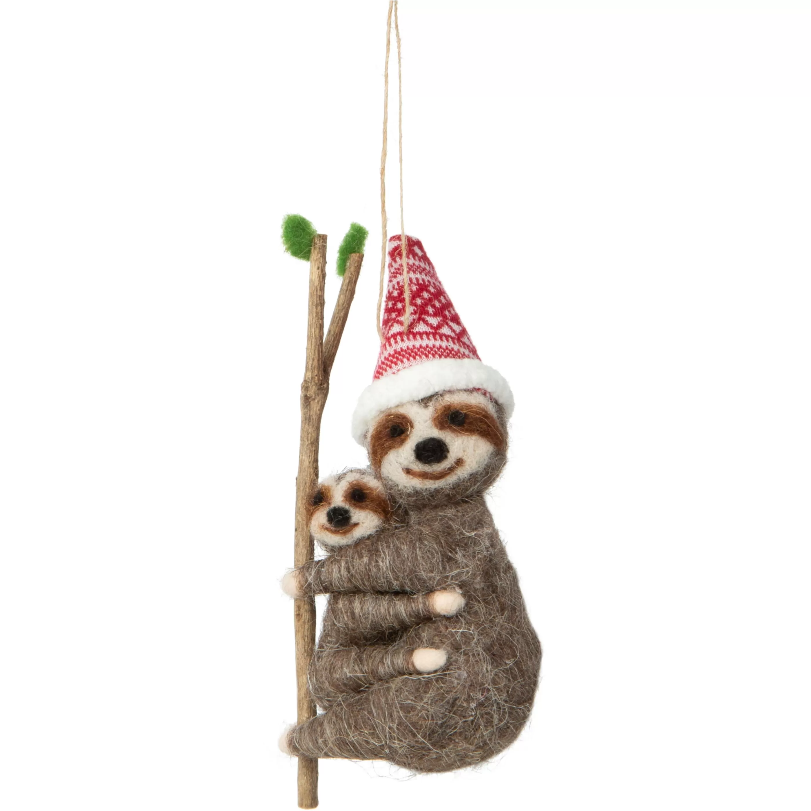 Silver Tree Felt Sloth With Baby Ornament Discount