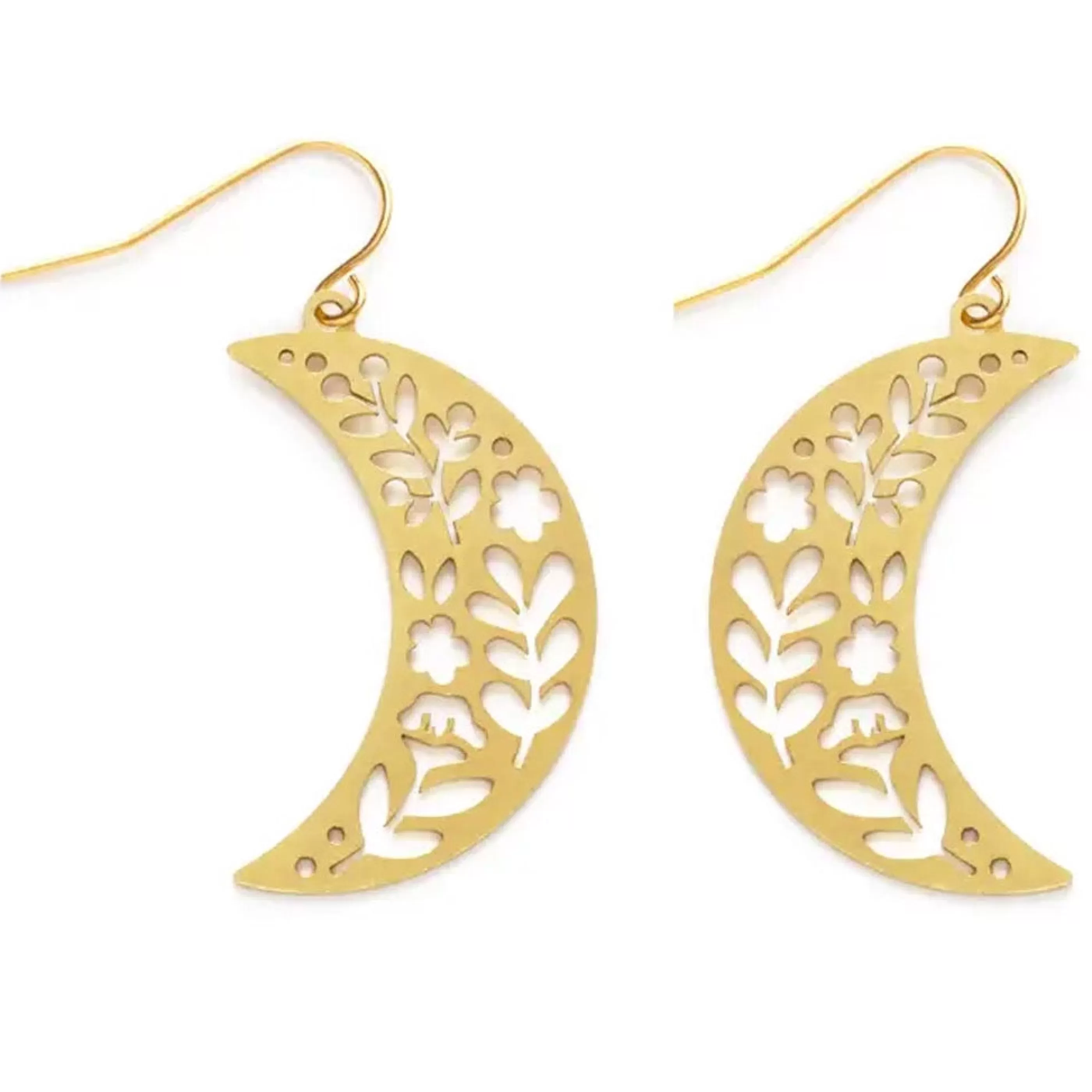 Mind's Eye Design Jewellery>Flower Crescent Moon Earrings