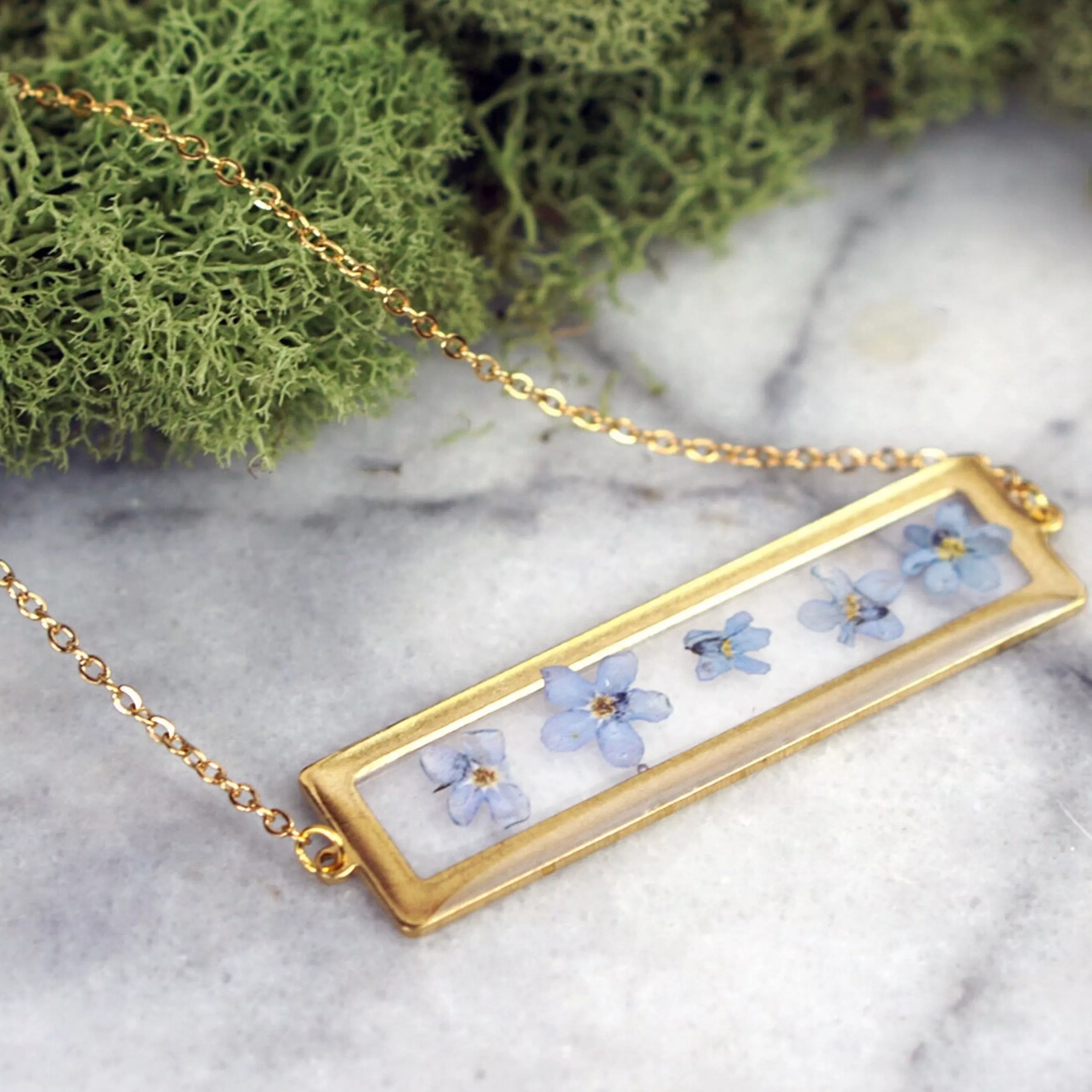 The Pretty Pickle Jewellery>Forget Me Not Bar Necklace