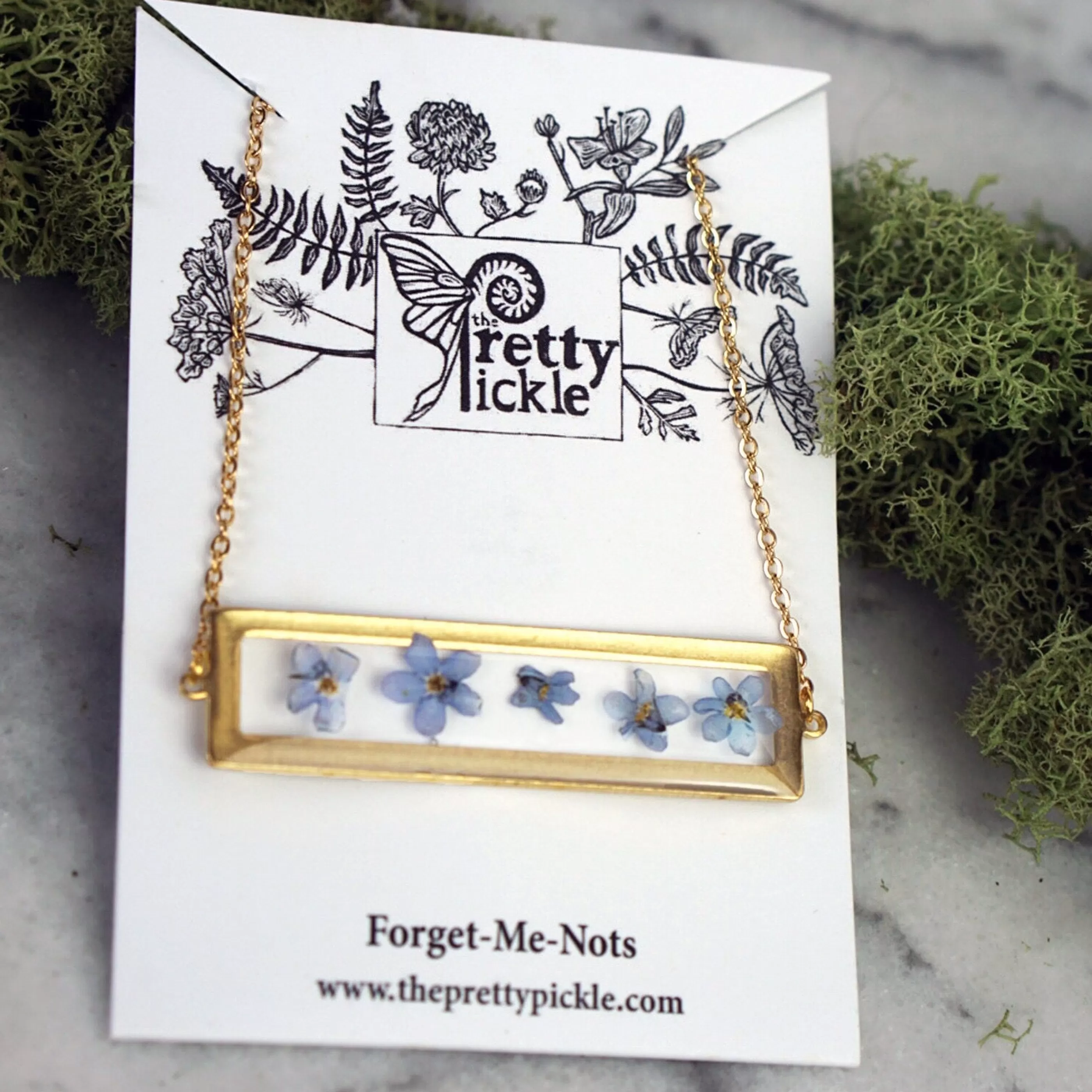 The Pretty Pickle Jewellery>Forget Me Not Bar Necklace