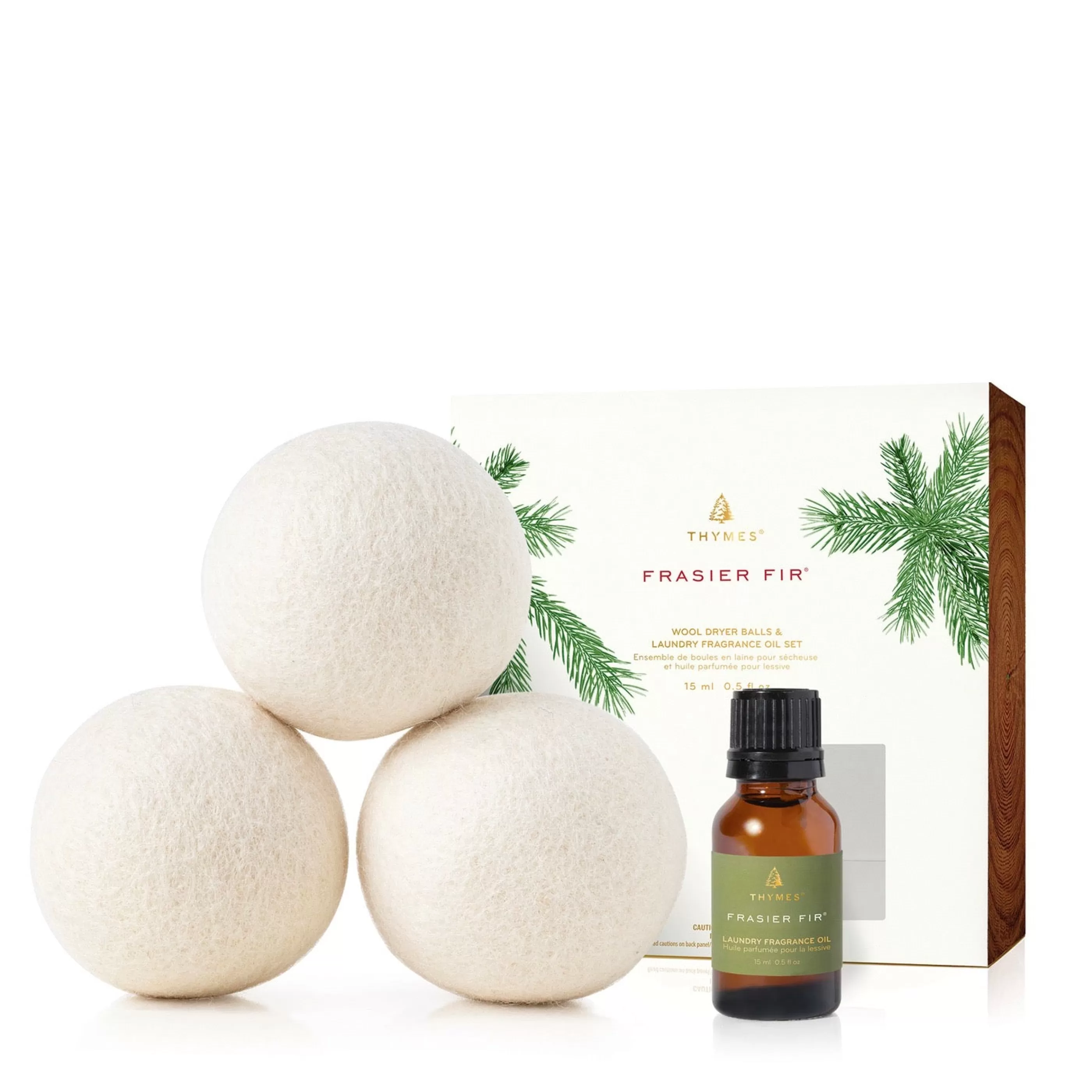 Thymes Candles & Home Fragrances>Frasier Fir Wool Dryer Balls & Fragrance Set