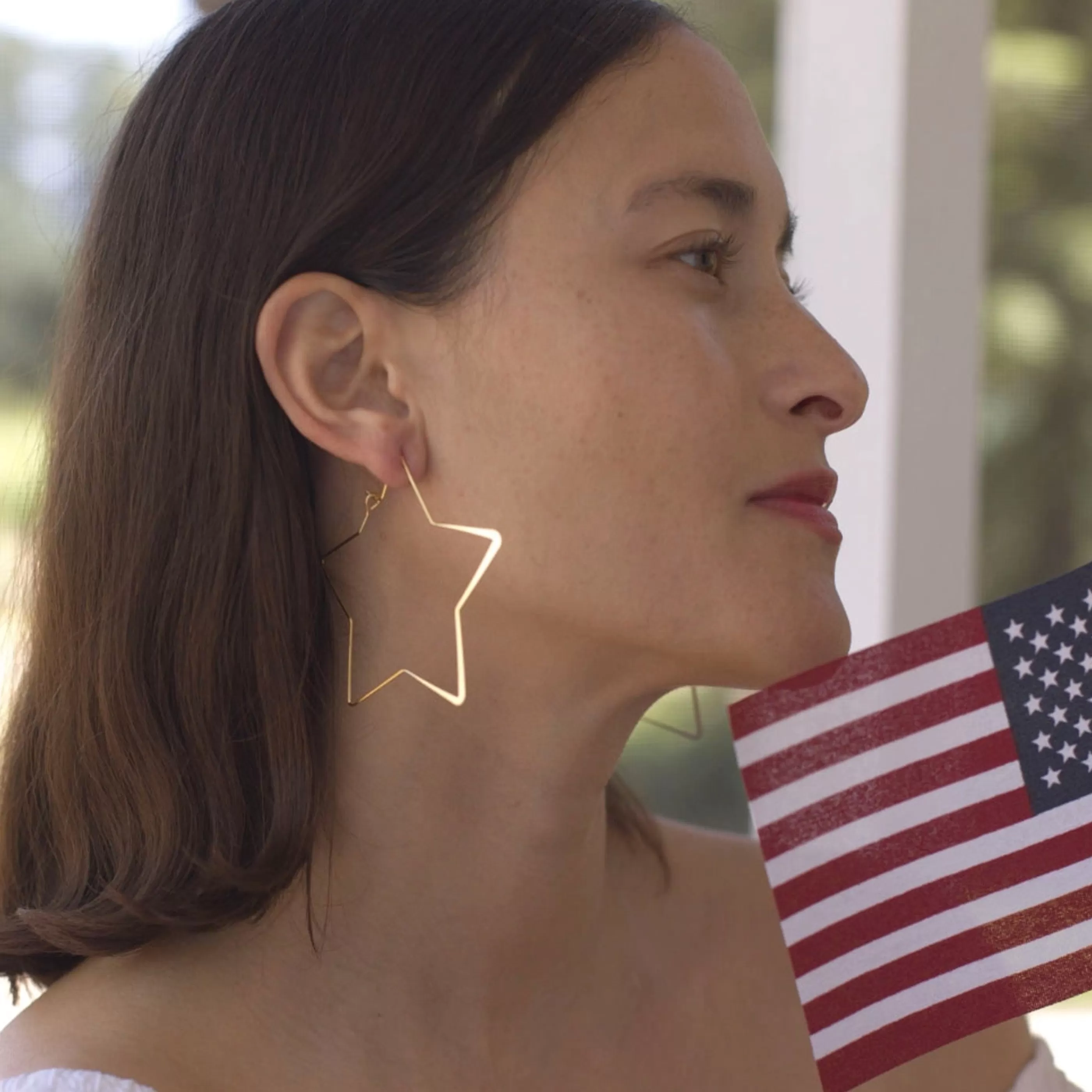 Amano Studio Jewellery>Giant Star Hoop Earrings Gold