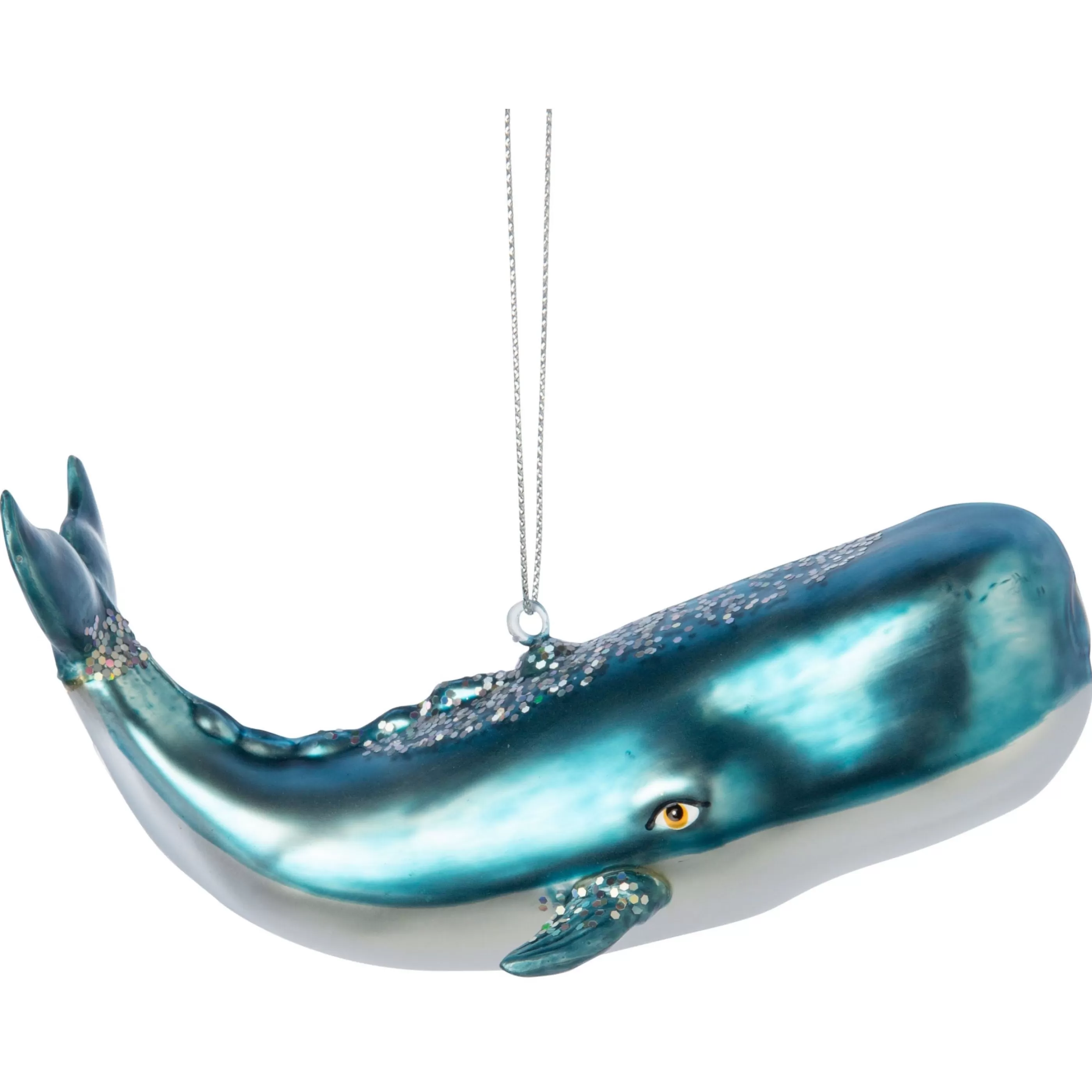 Silver Tree Glass Glittered Whale Ornament Best Sale