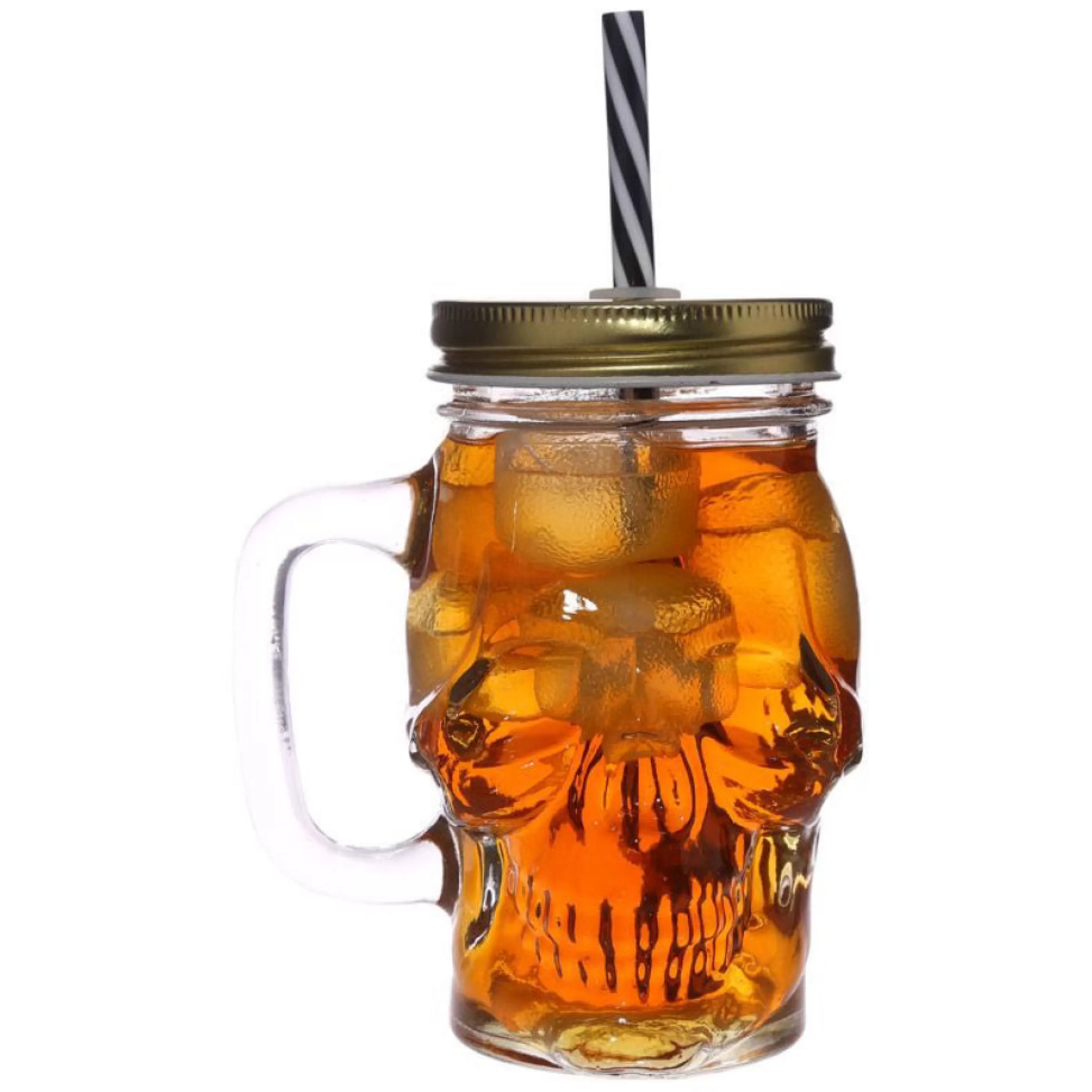 Puckator Kitchen & Dining>Glass Skull Jar With Metal Lid & Straw 350Ml