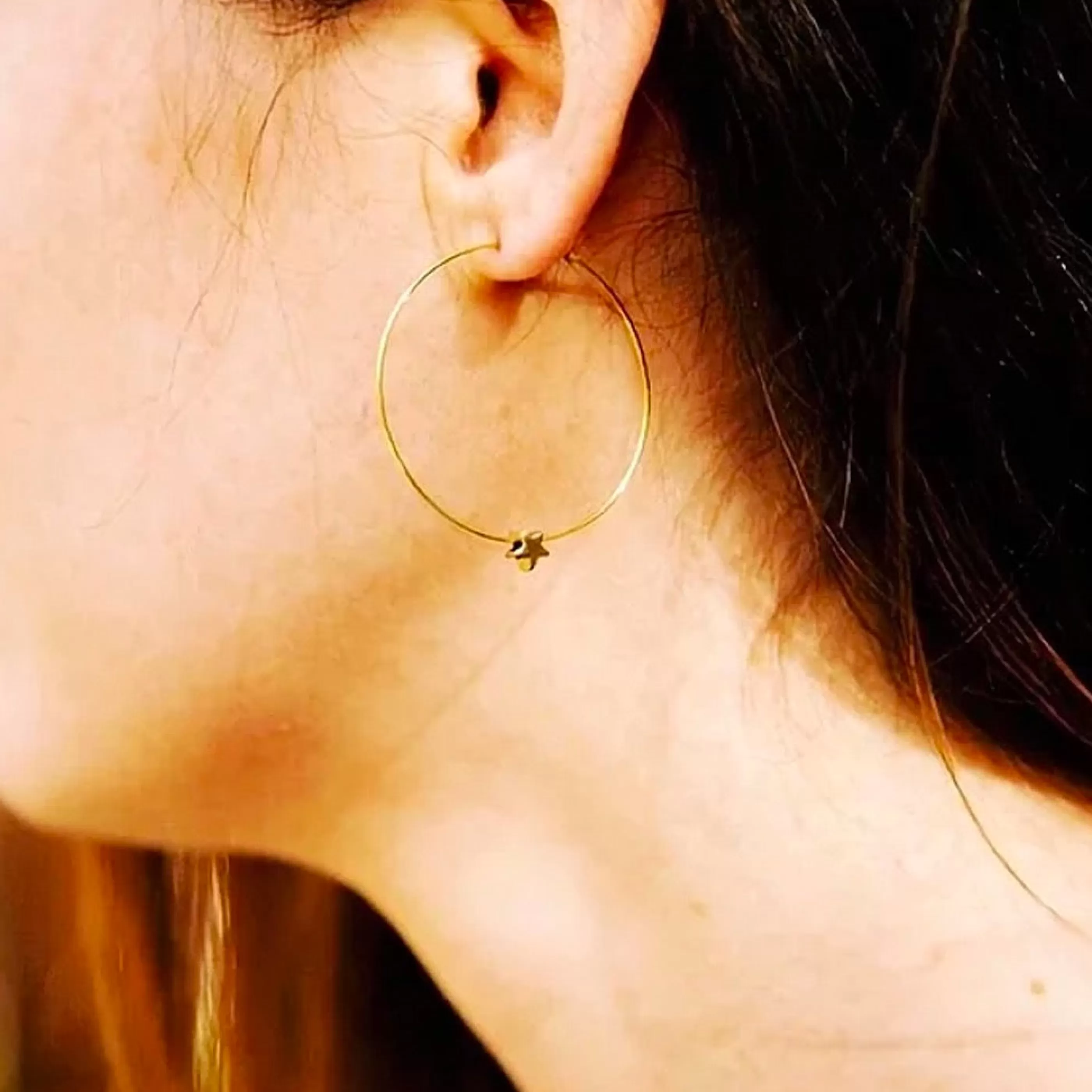 Mind's Eye Design Jewellery>Gold Hoops With Tiny Star