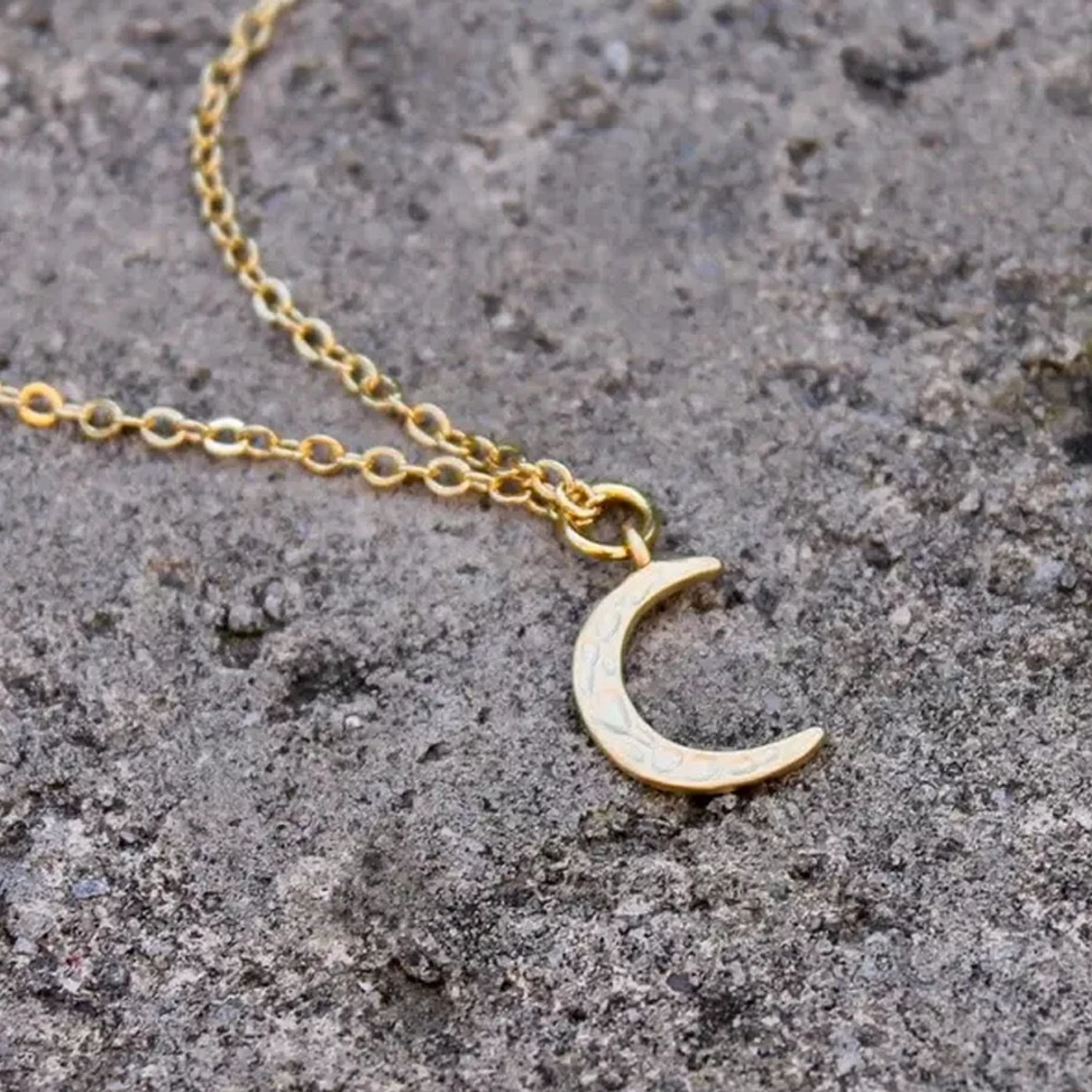 Vintage Acorn Jewellery>Hammered Crescent Moon Necklace