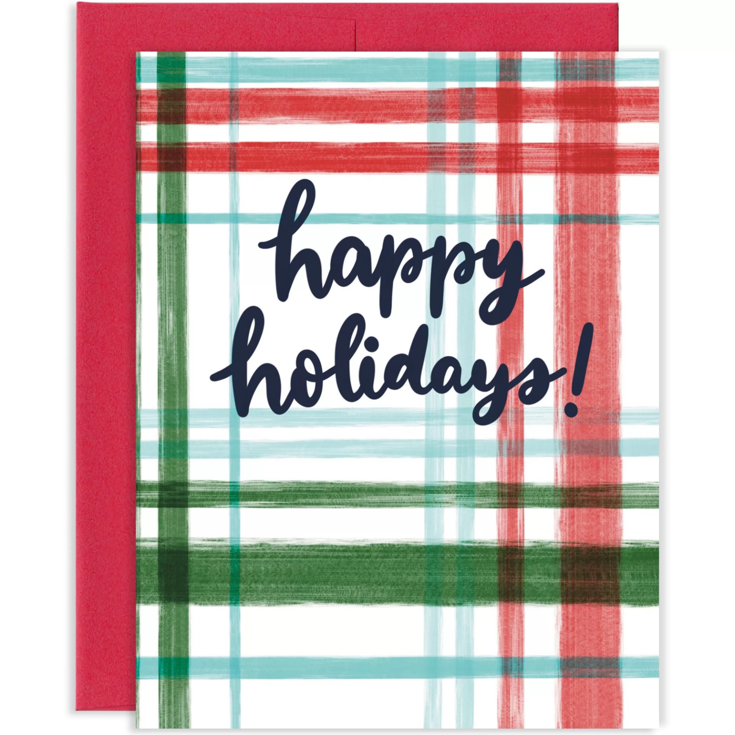 Grey Street Paper Happy Holidays Plaid Boxed Holiday Cards Hot