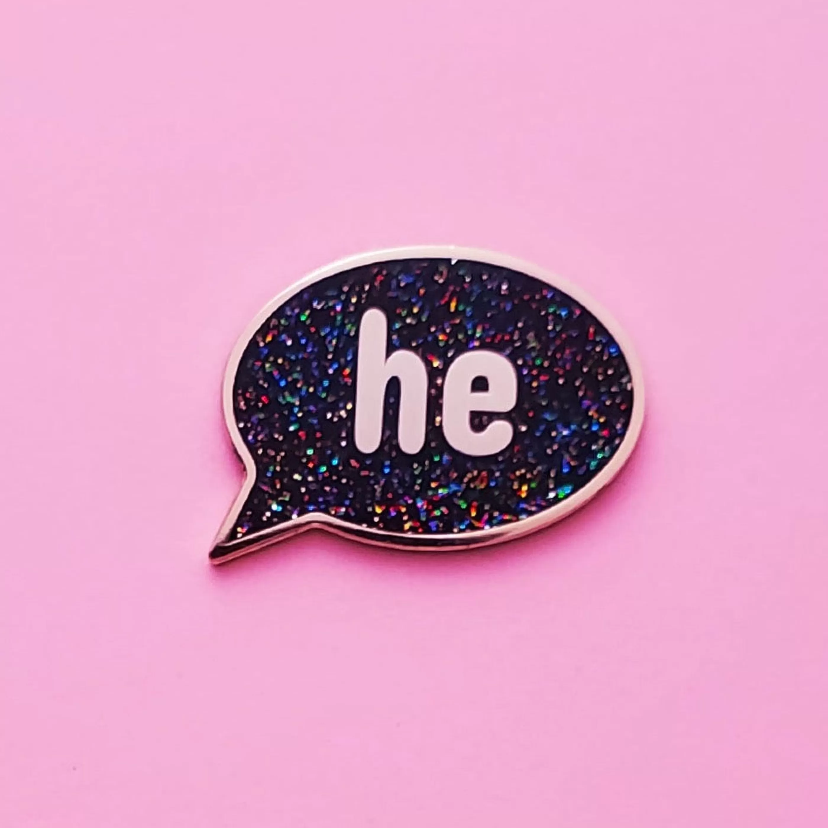 Little Rainbow Paper Co. Pins, Patches & Keychains>He Pronoun Enamel Pin