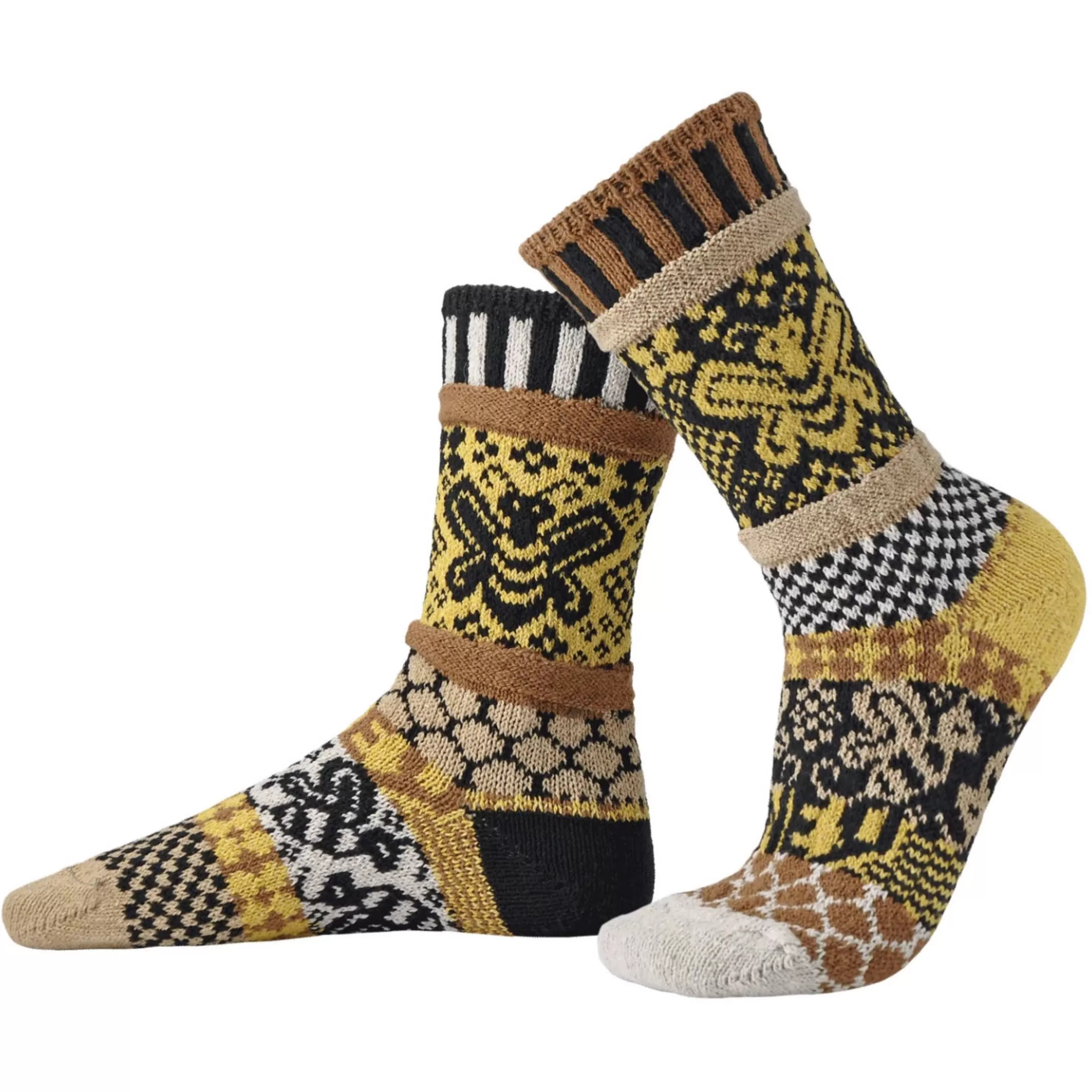 Solmate Men's Socks>Honey Bee Mismatched Crew Socks