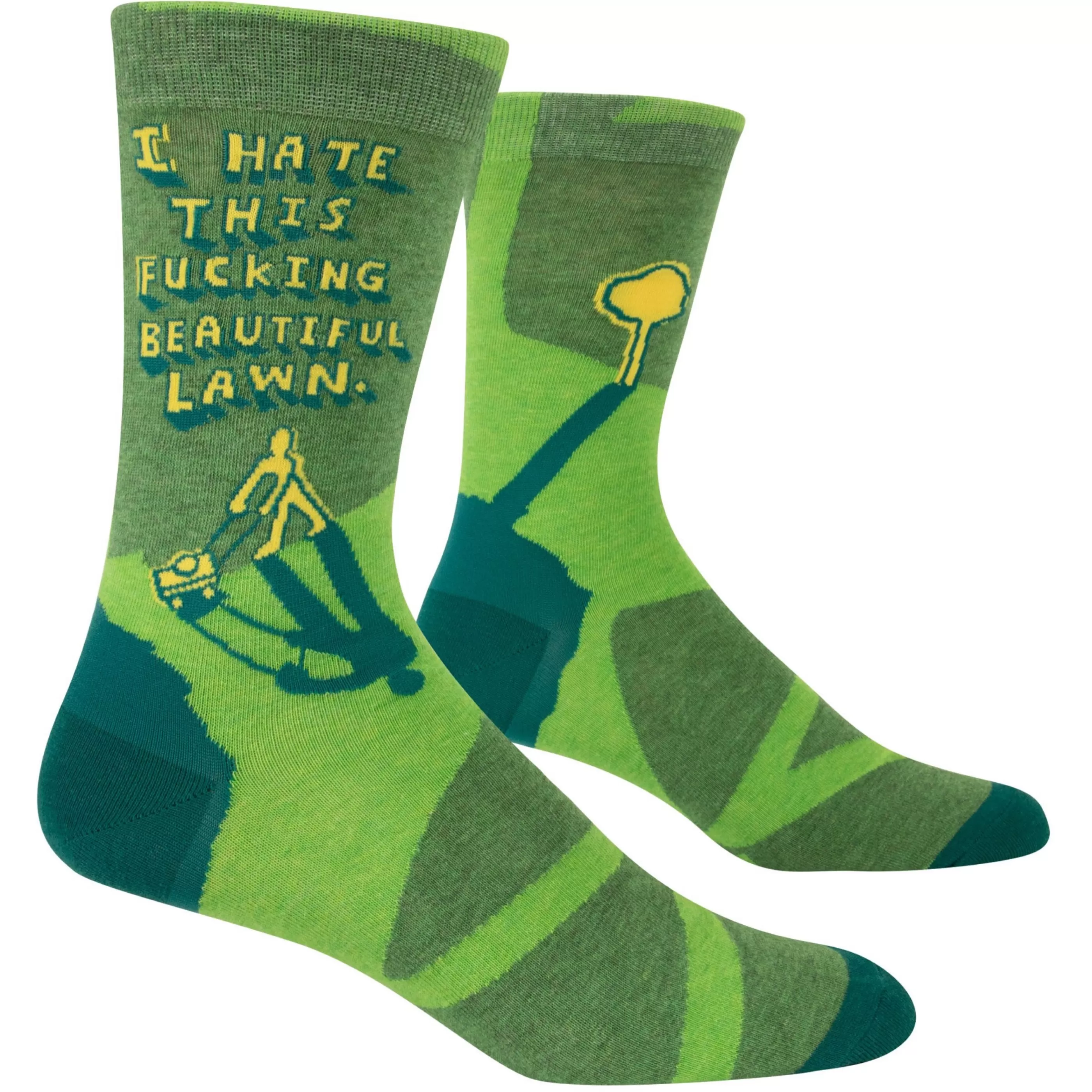 Blue Q Men's Socks>I Hate This Beautiful Lawn Men's Crew Socks