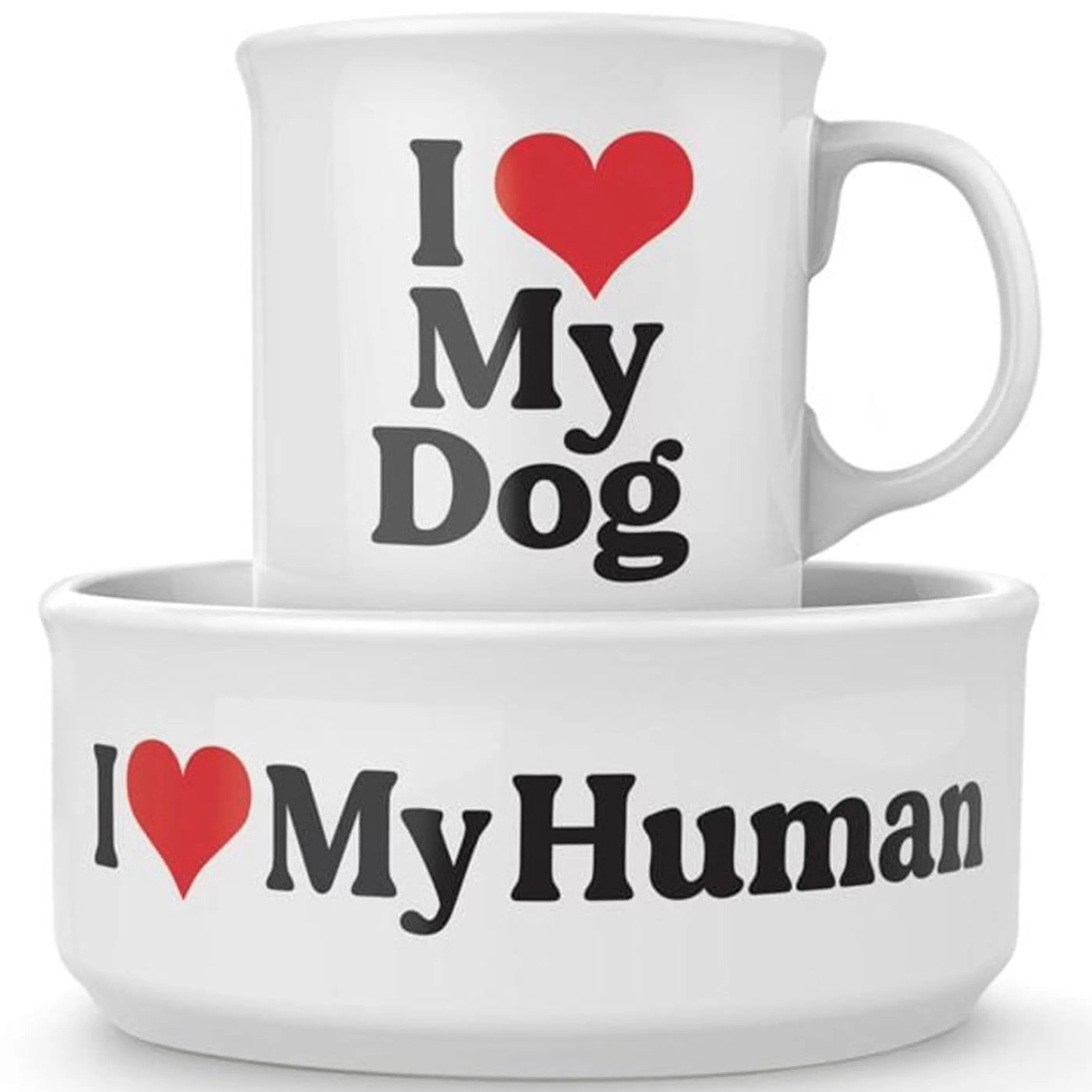 Fred & Friends Kitchen & Dining>I Love My Dog Ceramic Mug & Dog Bowl Set