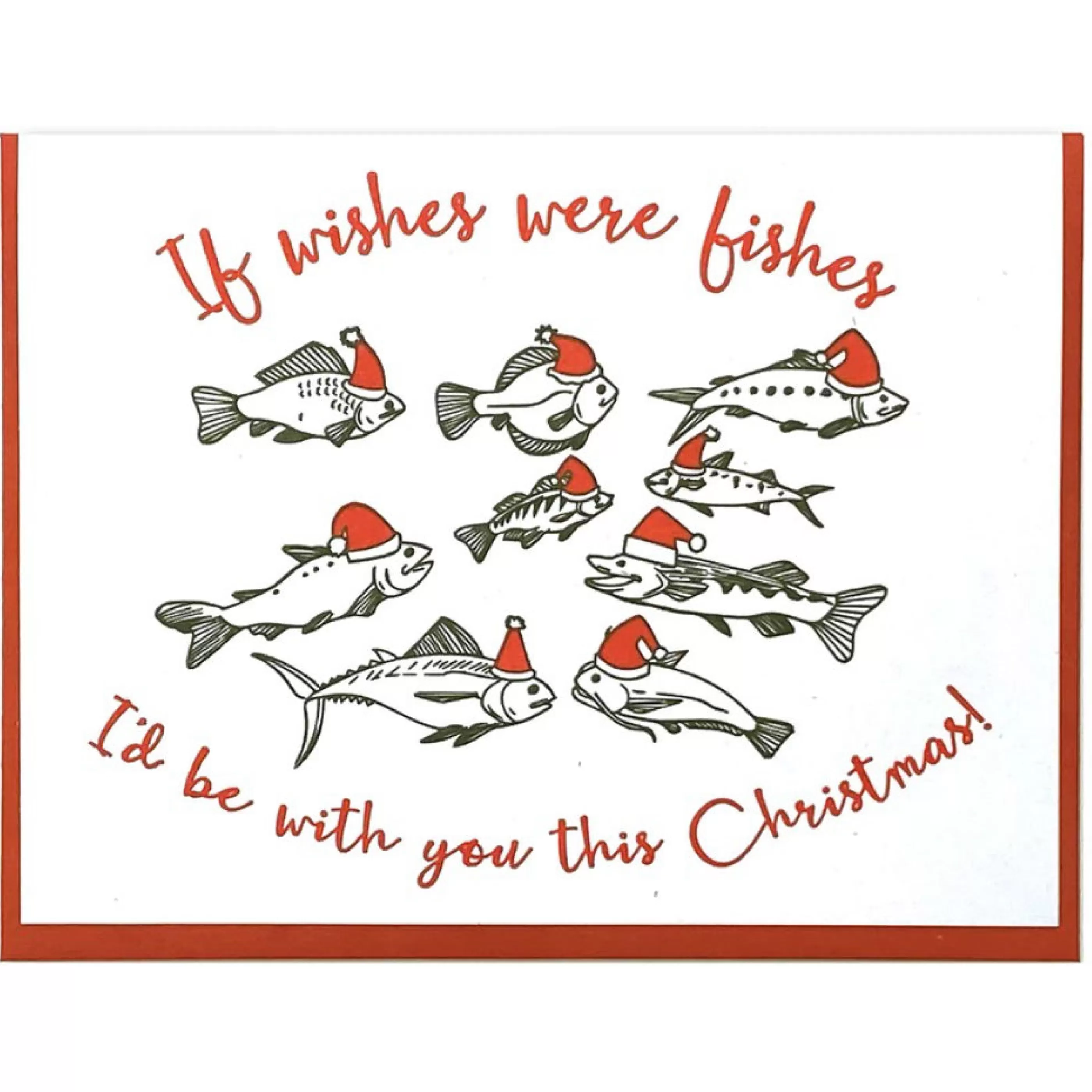 Lady Pilot Letterpress If Wishes Were Fishes Christmas Card Cheap