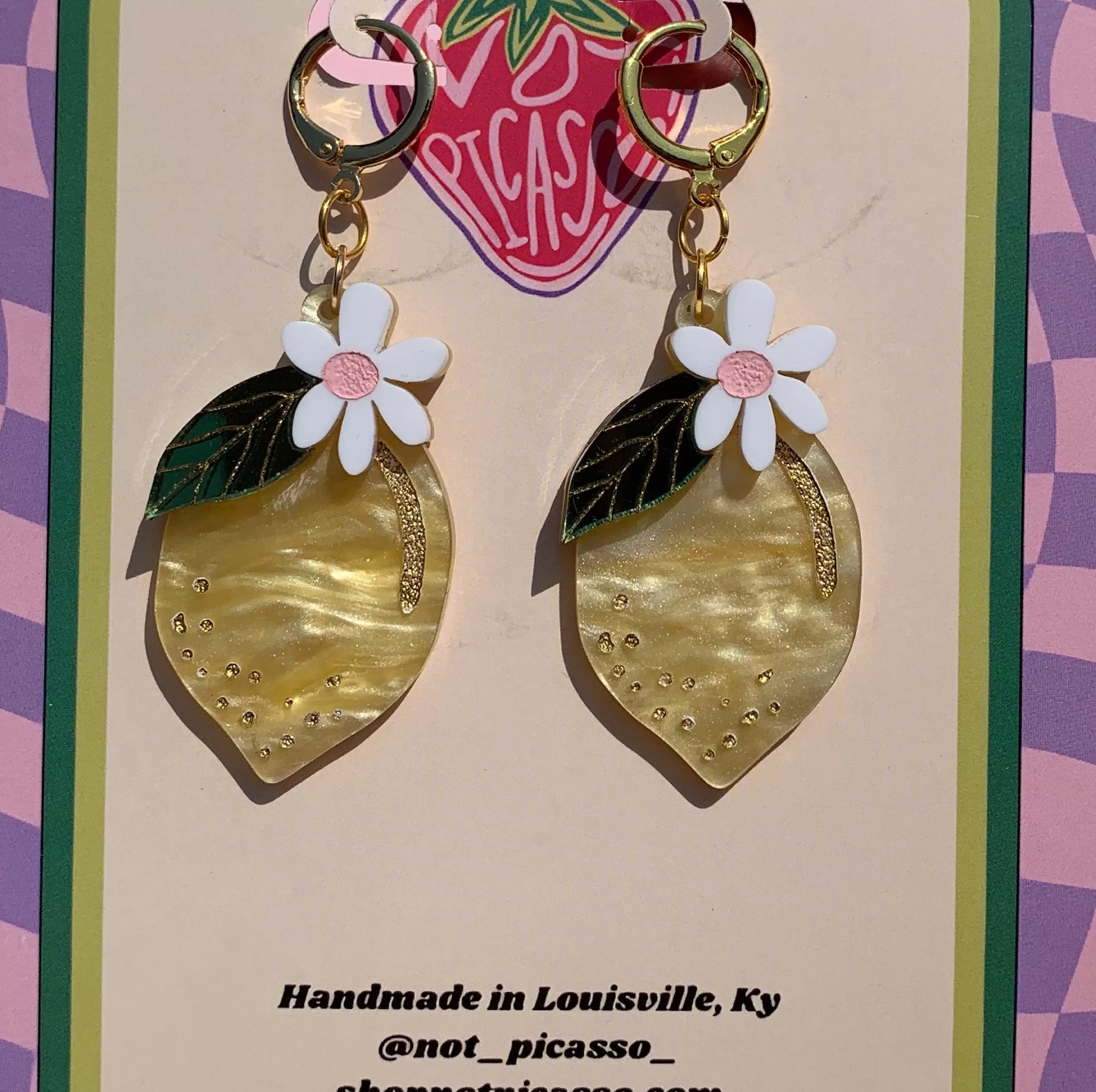 Not Picasso Jewellery>Lemon & Flower Earrings