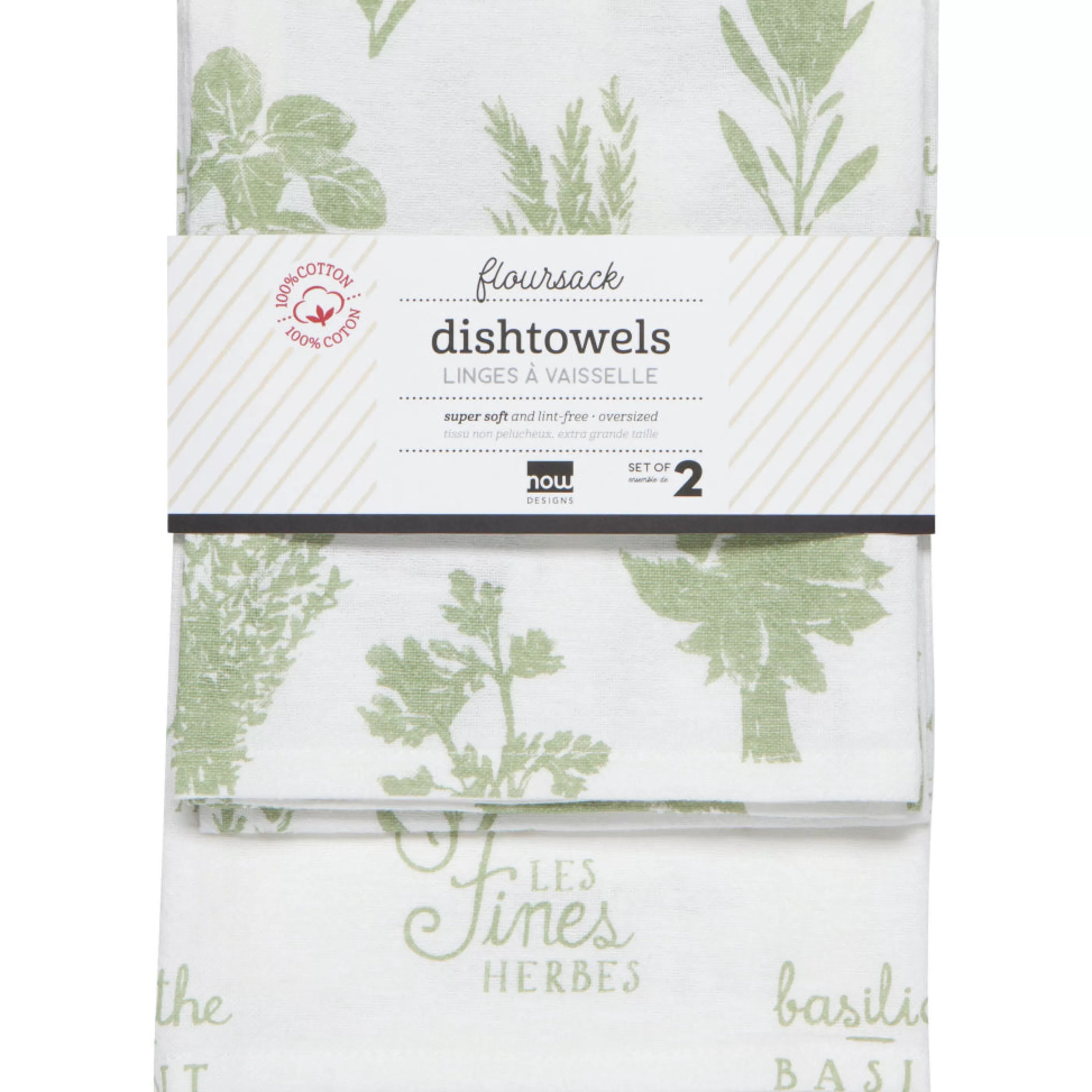 Danica Kitchen & Dining>Les Fines Herbes Sage Green Floursack Tea Towels Set Of 2