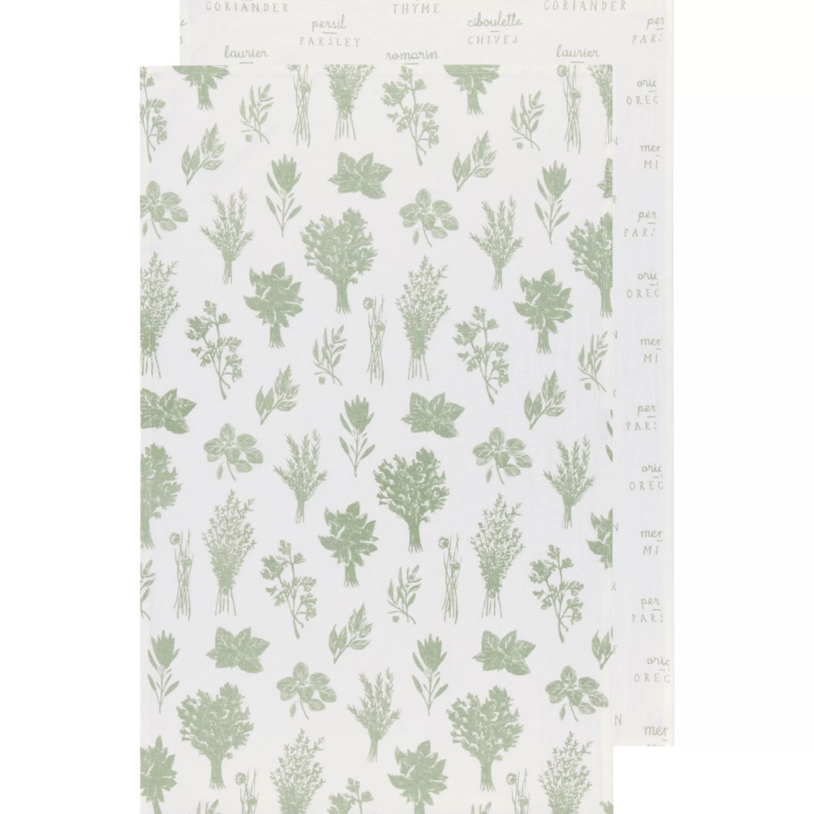 Danica Kitchen & Dining>Les Fines Herbes Sage Green Floursack Tea Towels Set Of 2