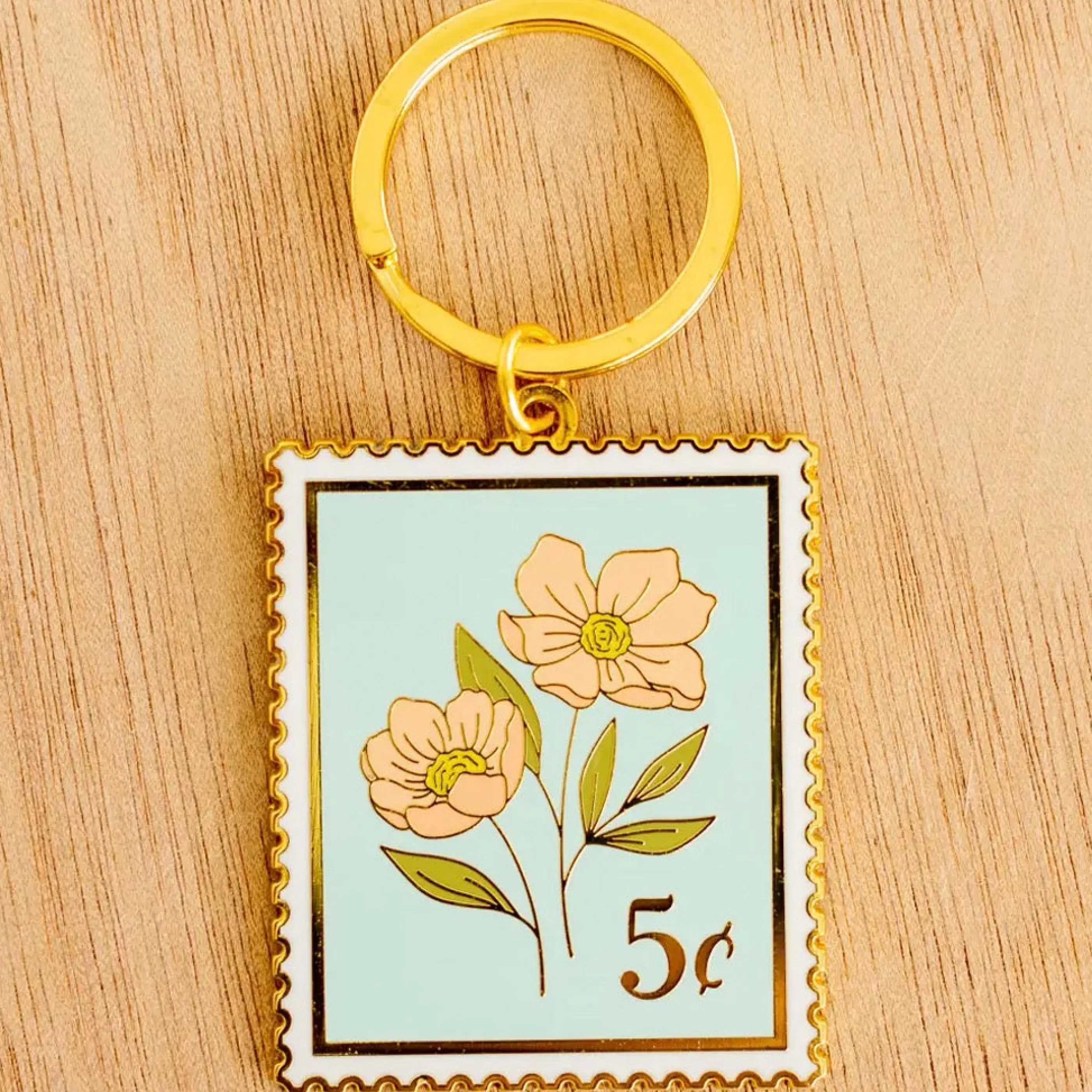 Elyse Breanne Design Pins, Patches & Keychains>Light Blue Floral Stamp Keychain