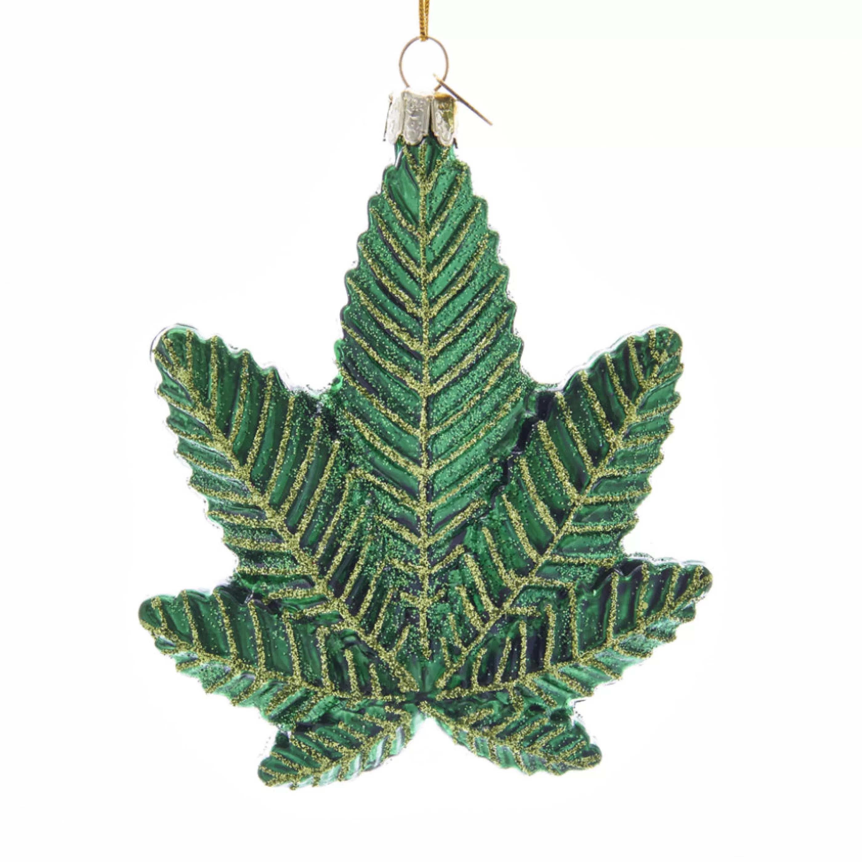 Kurt Adler Marijuana Leaf Glass Ornament Sale