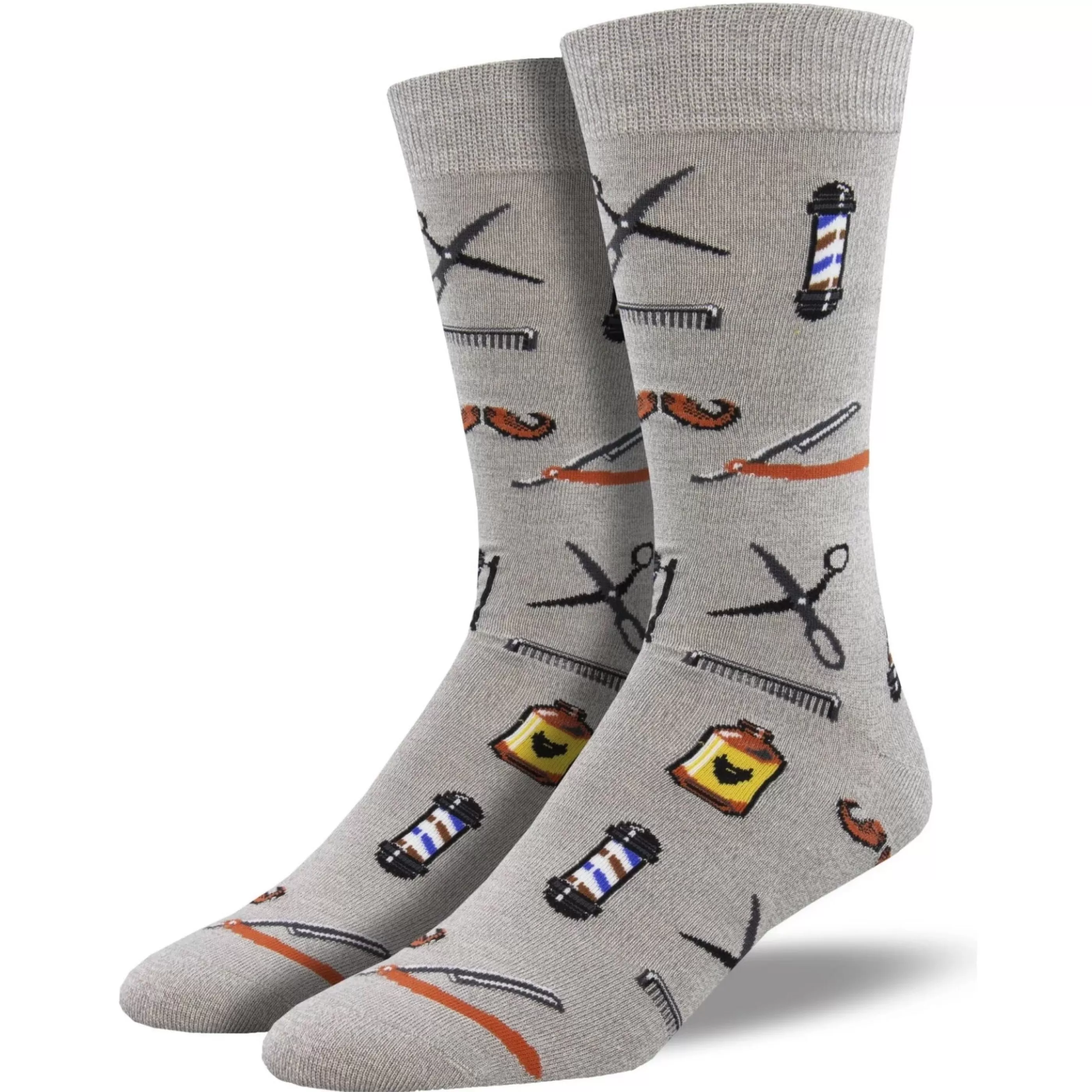 SockSmith Men's Socks>Men's Barber Shop Bamboo Socks Grey Heather