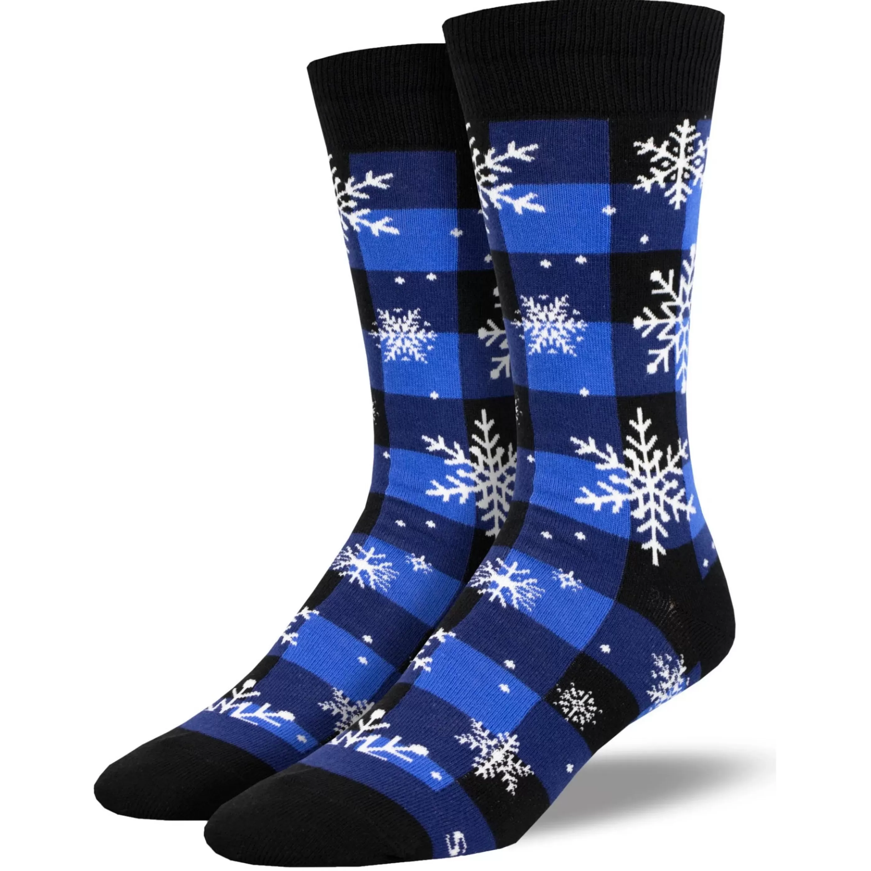 SockSmith Men's Snowflake Plaidern Socks Blue Fashion