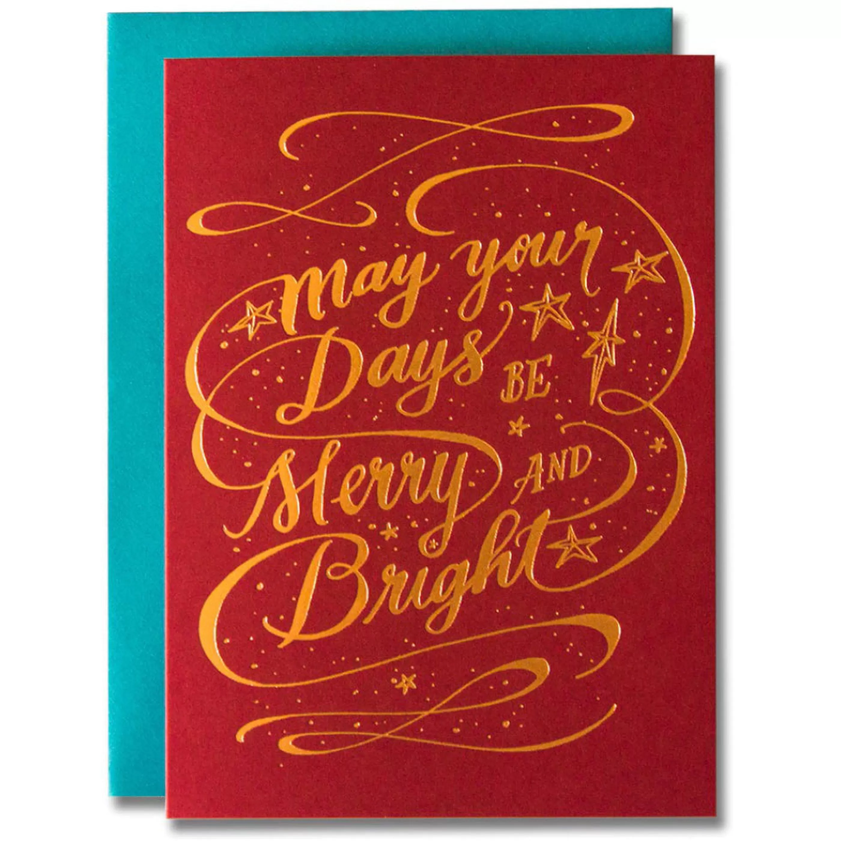 Ladyfingers Letterpress Merry And Bright Holiday Card Online