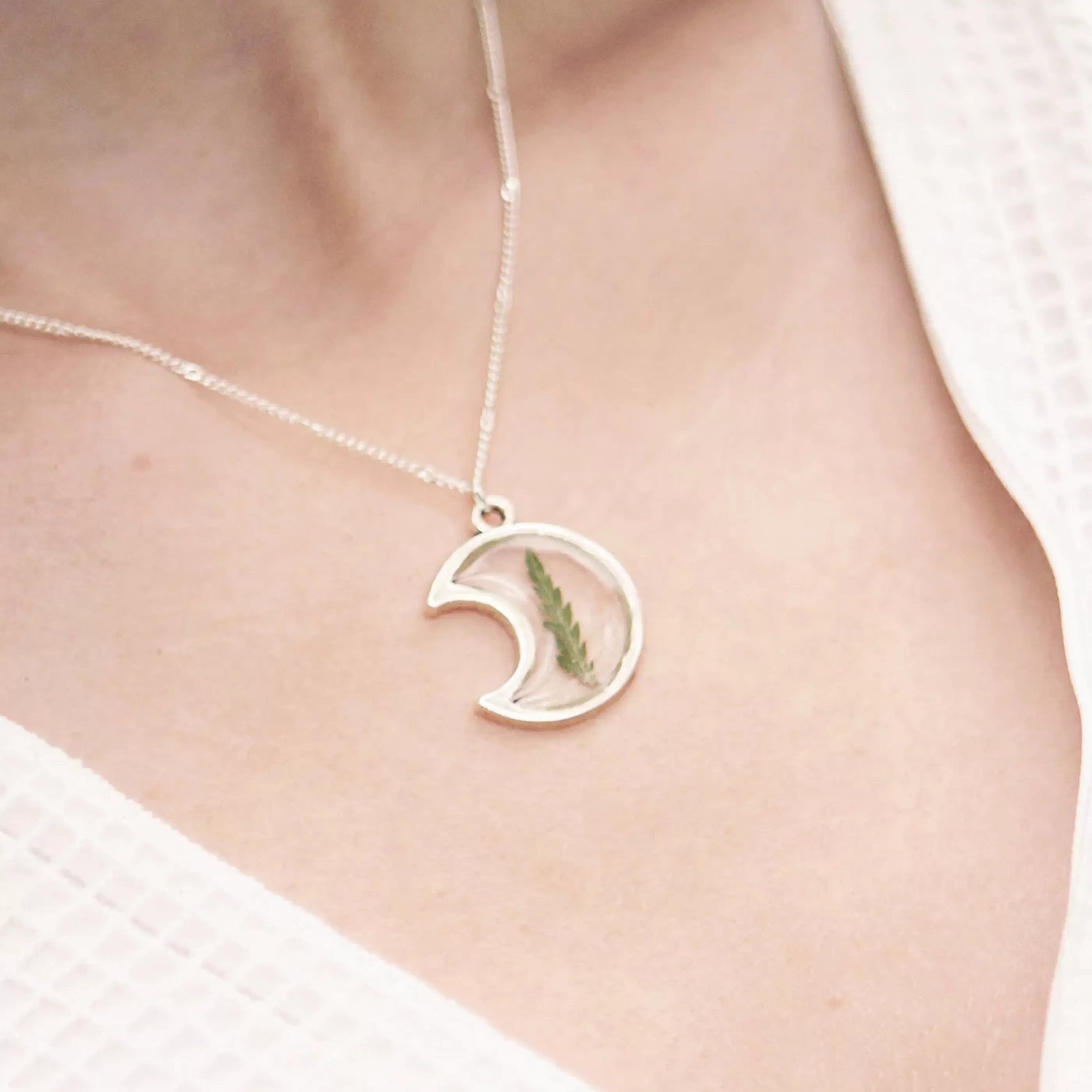 The Pretty Pickle Jewellery>Moon Fern Necklace Silver Plated