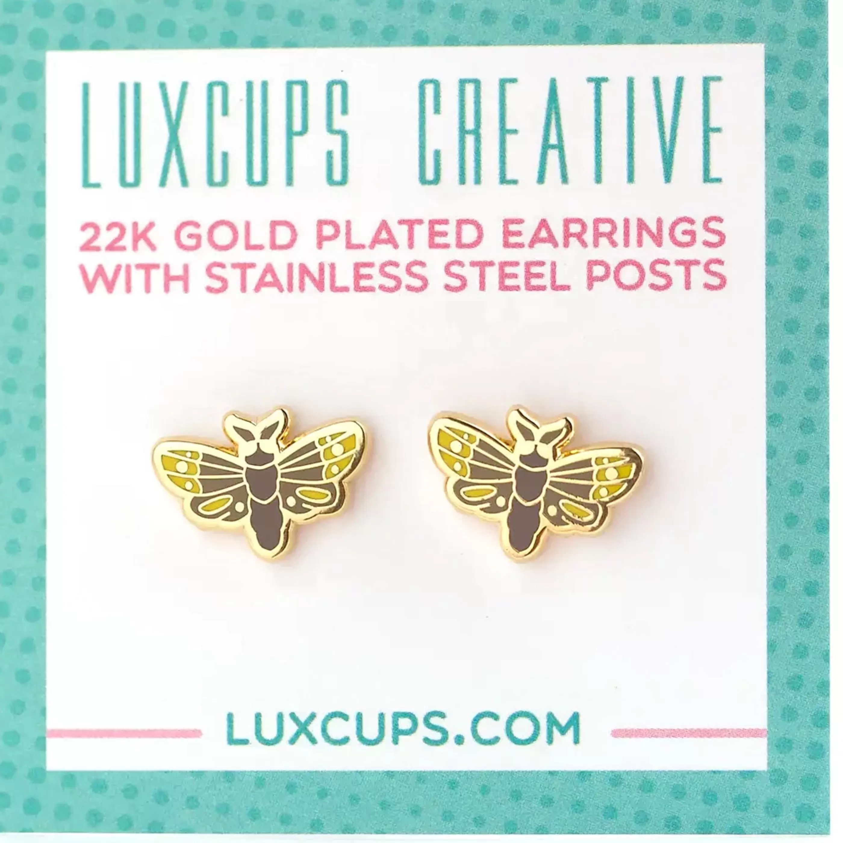 LuxCups Creative Jewellery>Moth Enamel Earrings