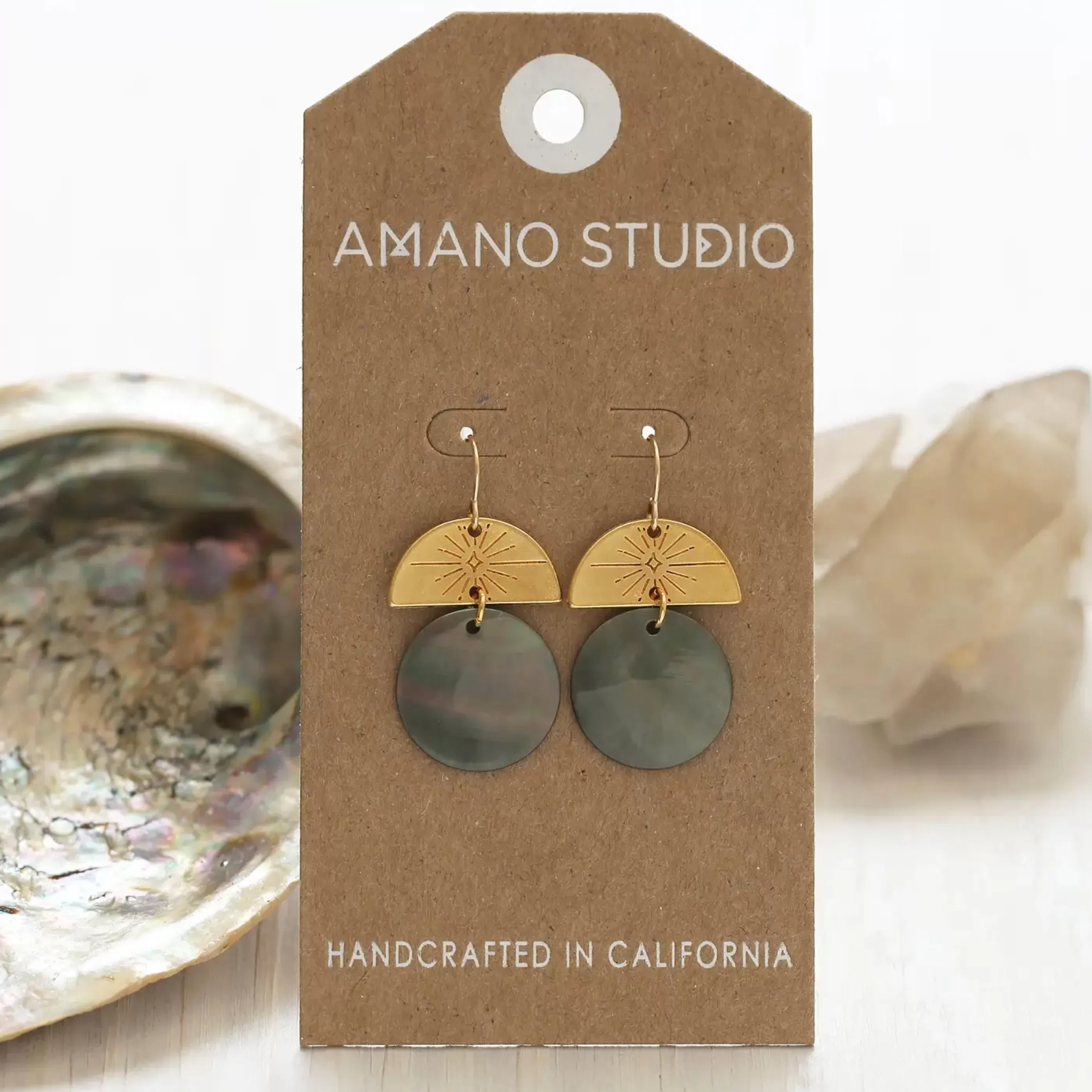 Amano Studio Jewellery>New Moon Earrings Black Shell