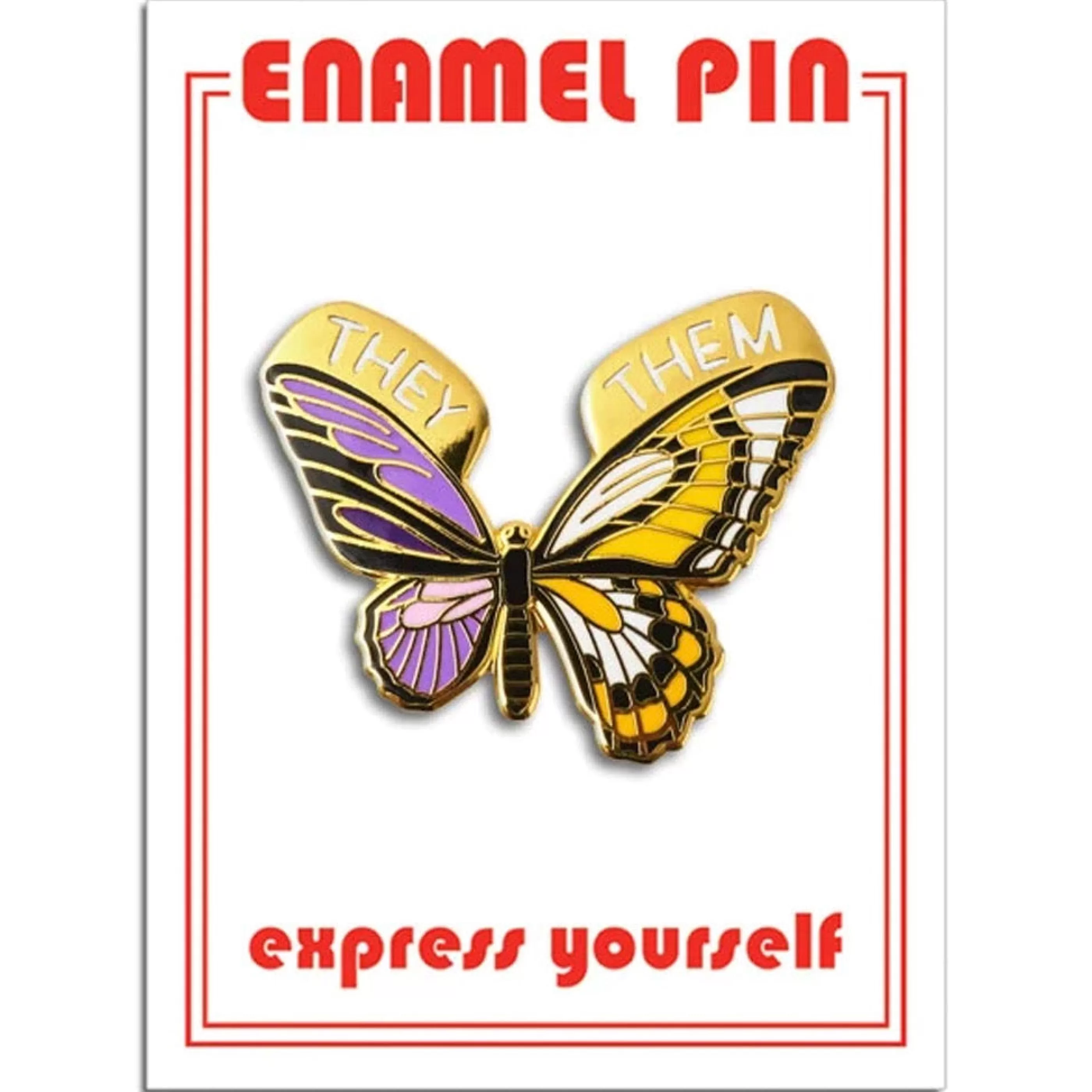 The Found Pins, Patches & Keychains>Non-Binary Butterfly Enamel Pin