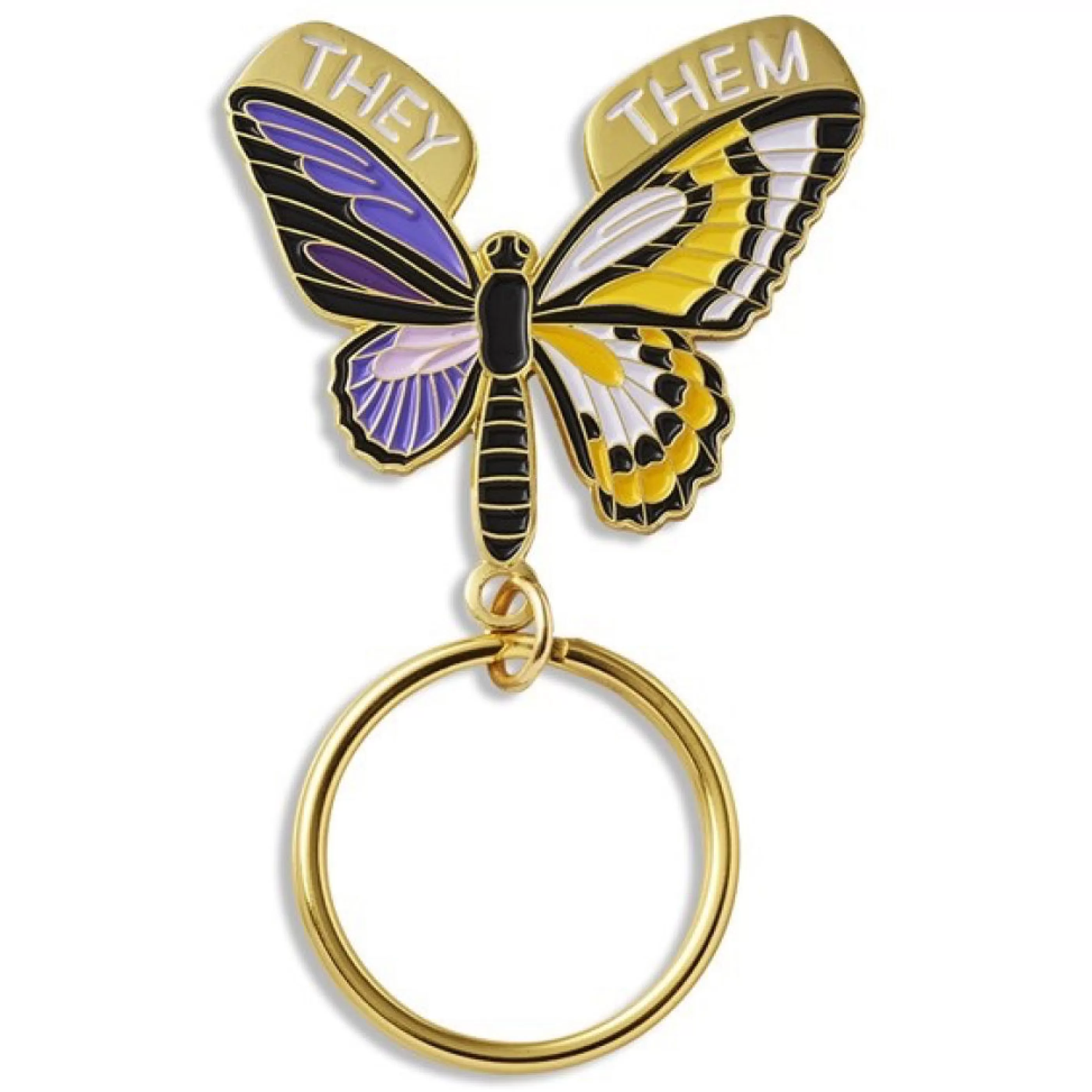 The Found Pins, Patches & Keychains>Non-Binary Butterfly Keychain