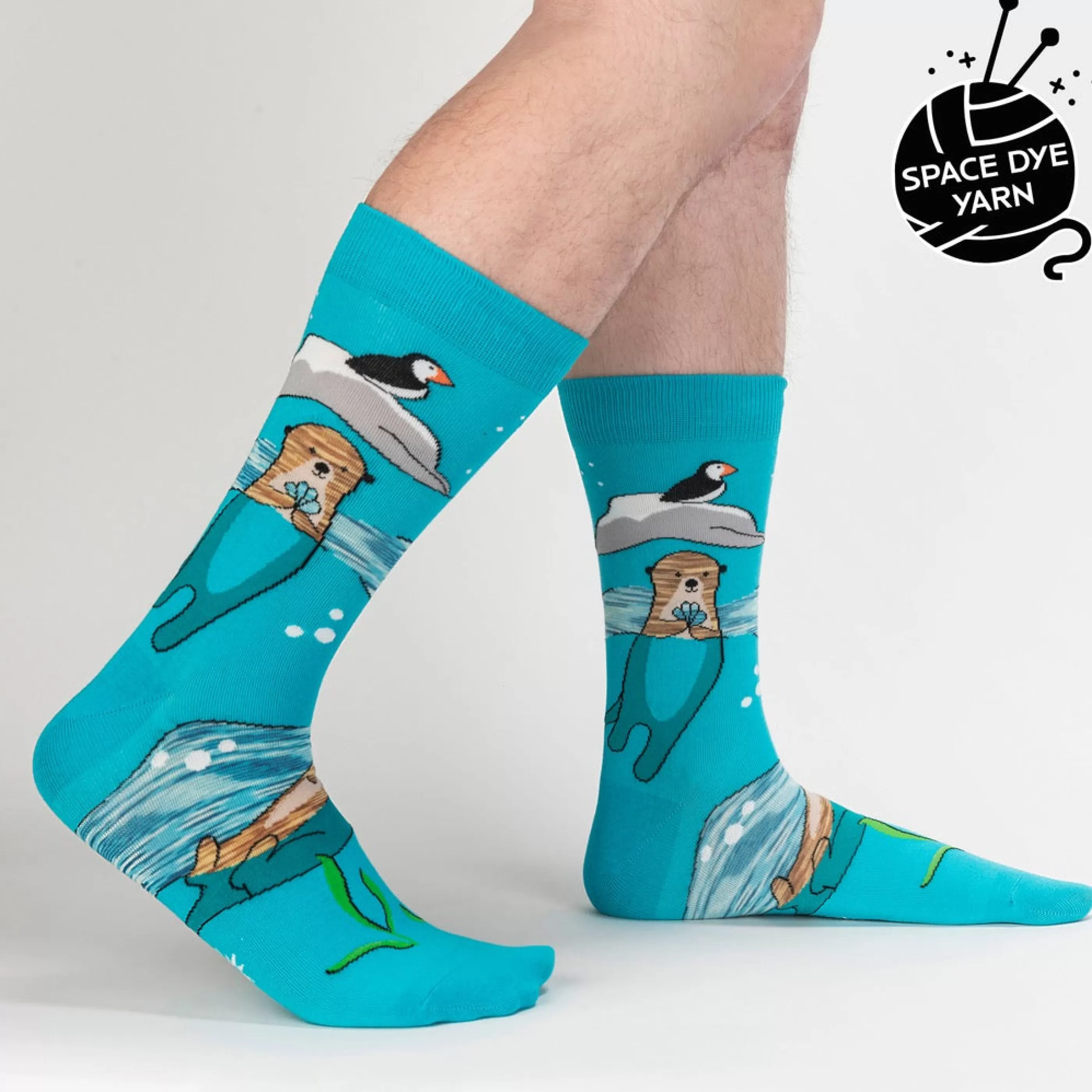 Sock It To Me Men's Socks>Plays Well With Otters Men's Crew Socks