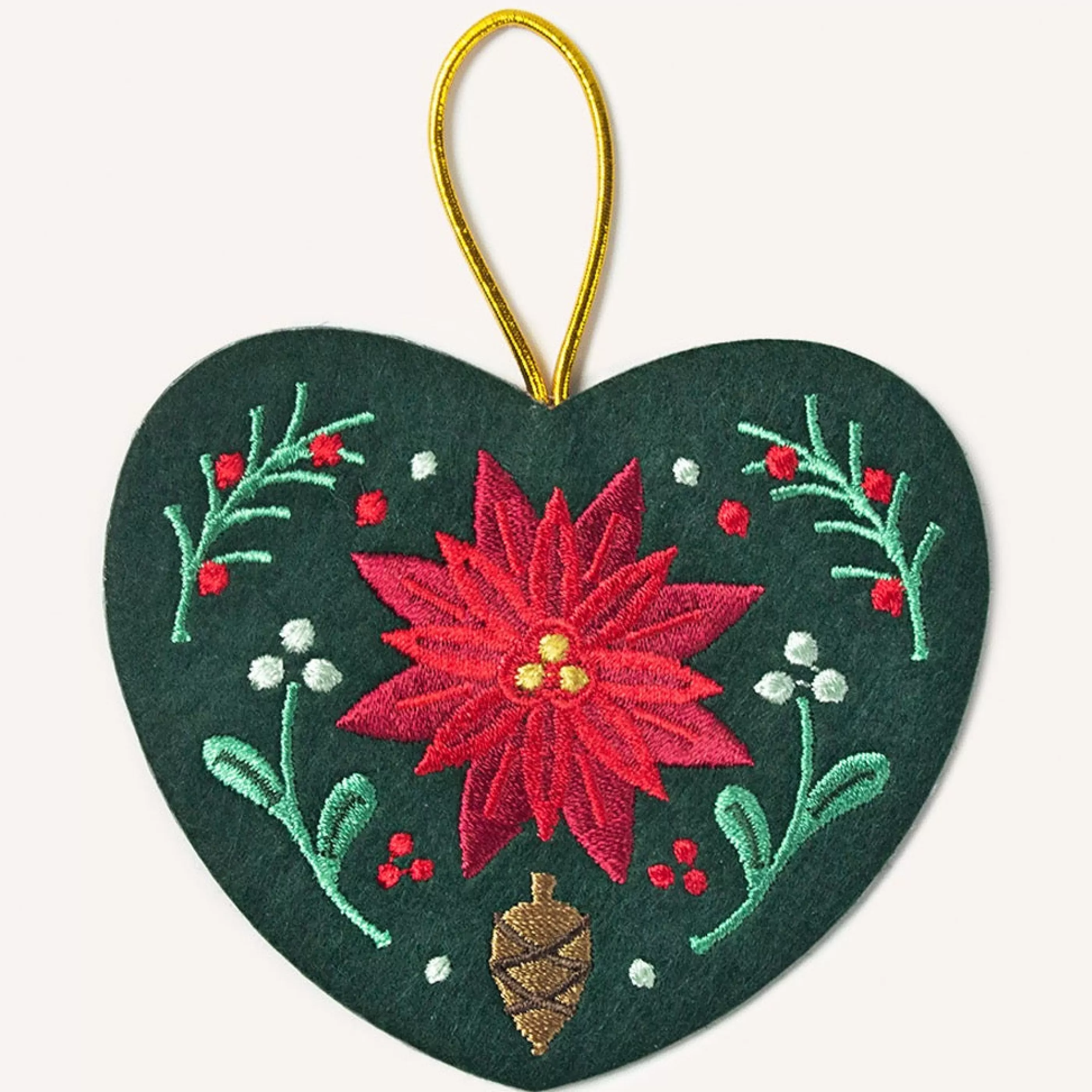 Seltzer Goods Poinsettia Heart Embroidered Ornament Cheap