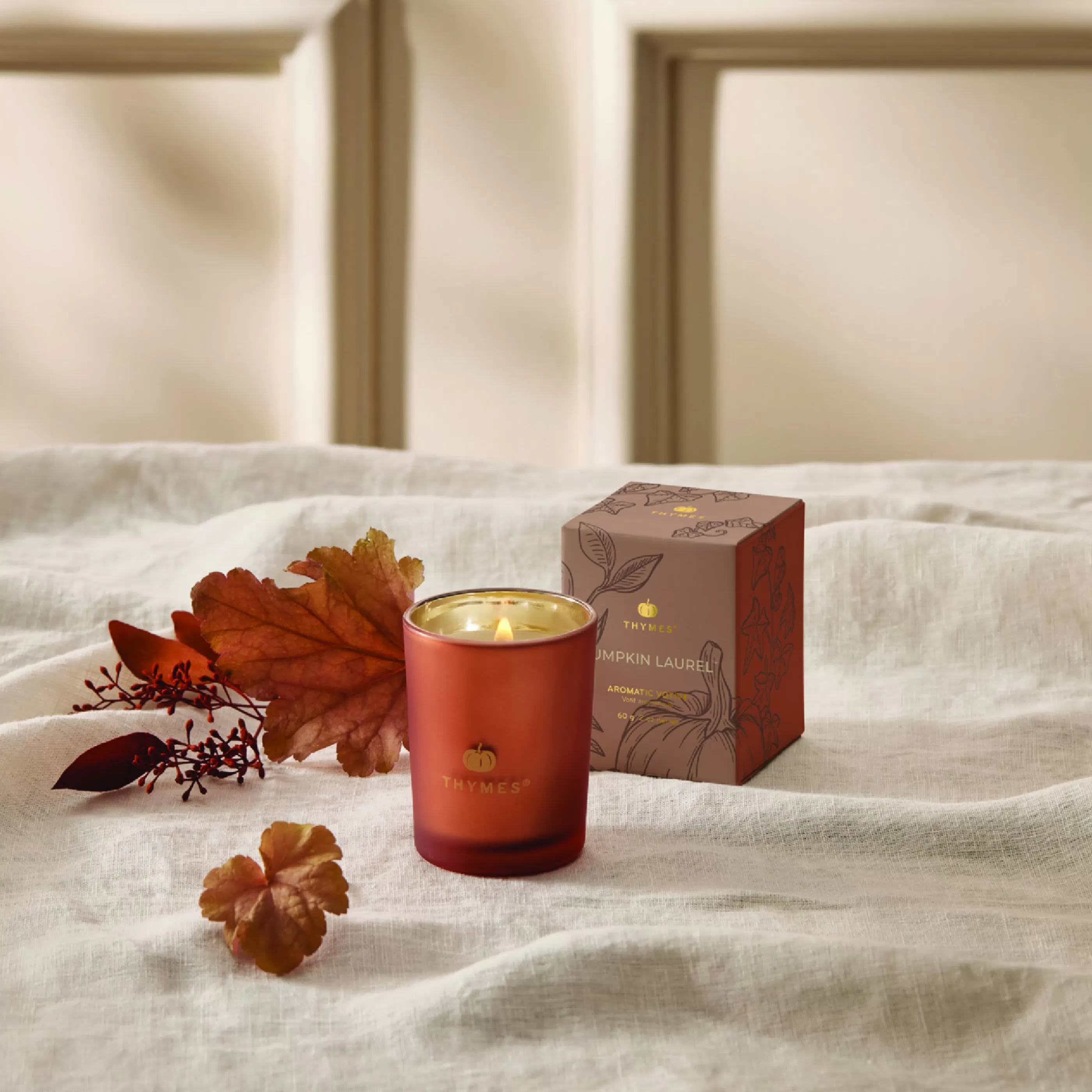 Thymes Candles & Home Fragrances>Pumpkin Laurel Votive Candle