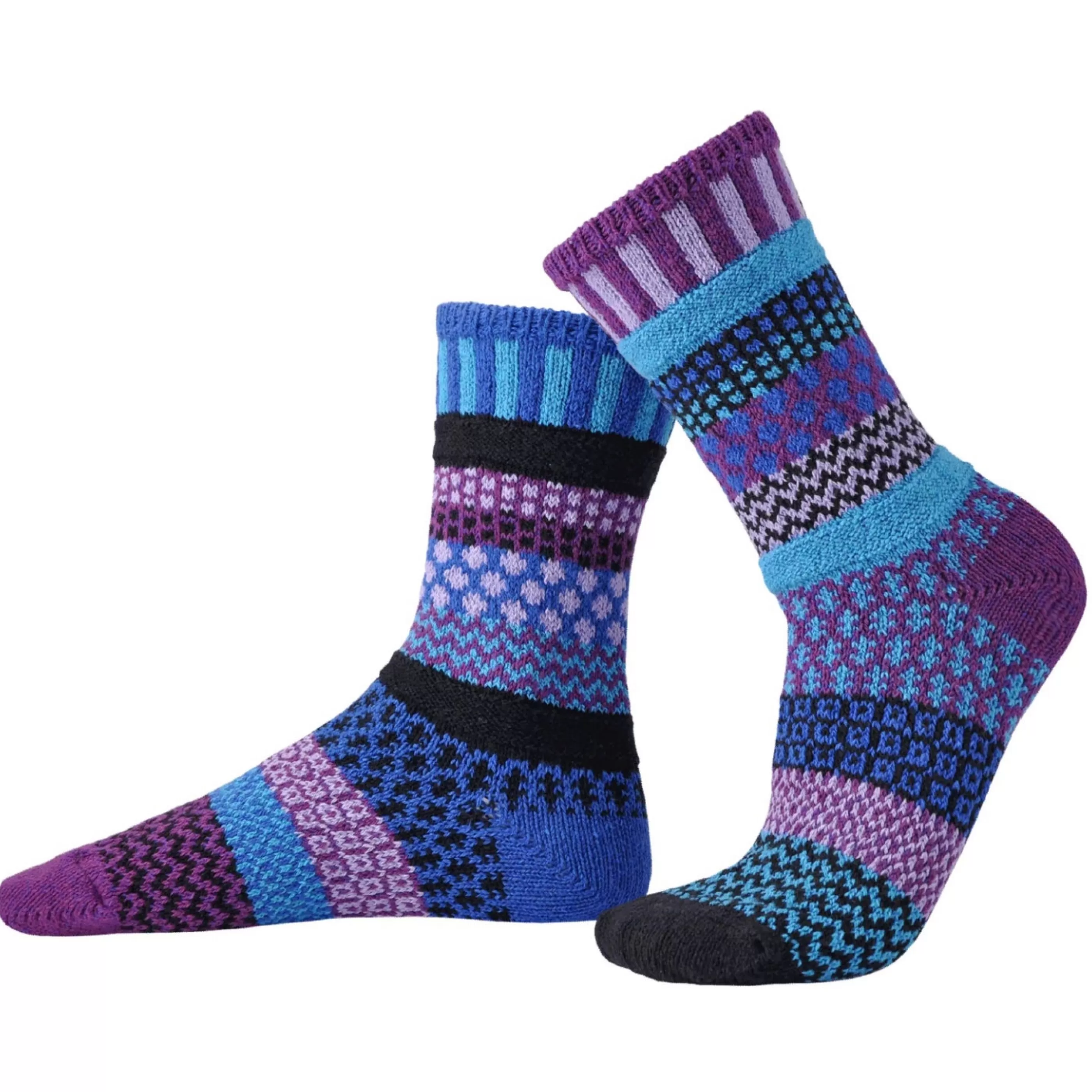 Solmate Men's Socks>Raspberry Mismatched Crew Socks