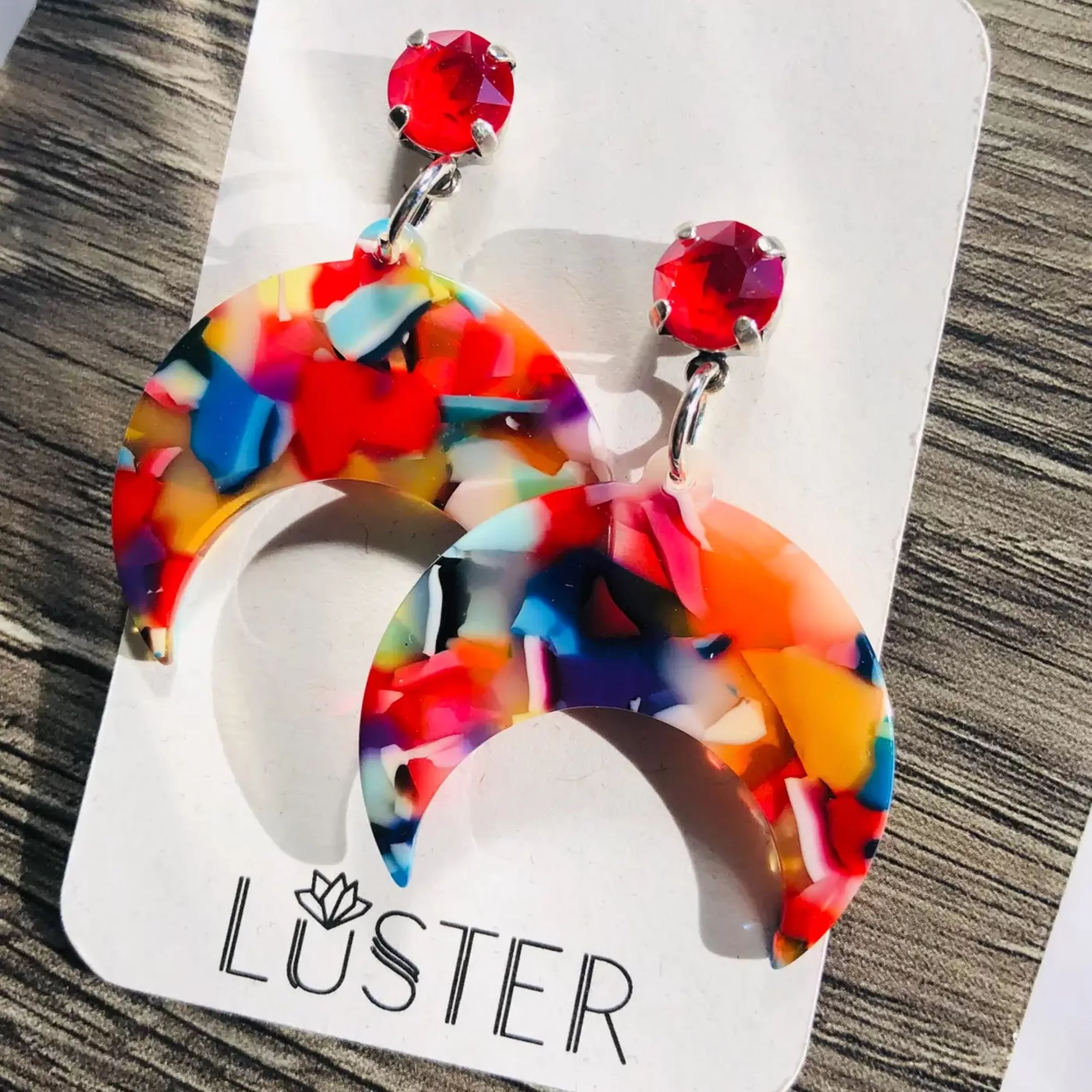 Luster Jewellery>Red Drop Lightweight Statement Earrings