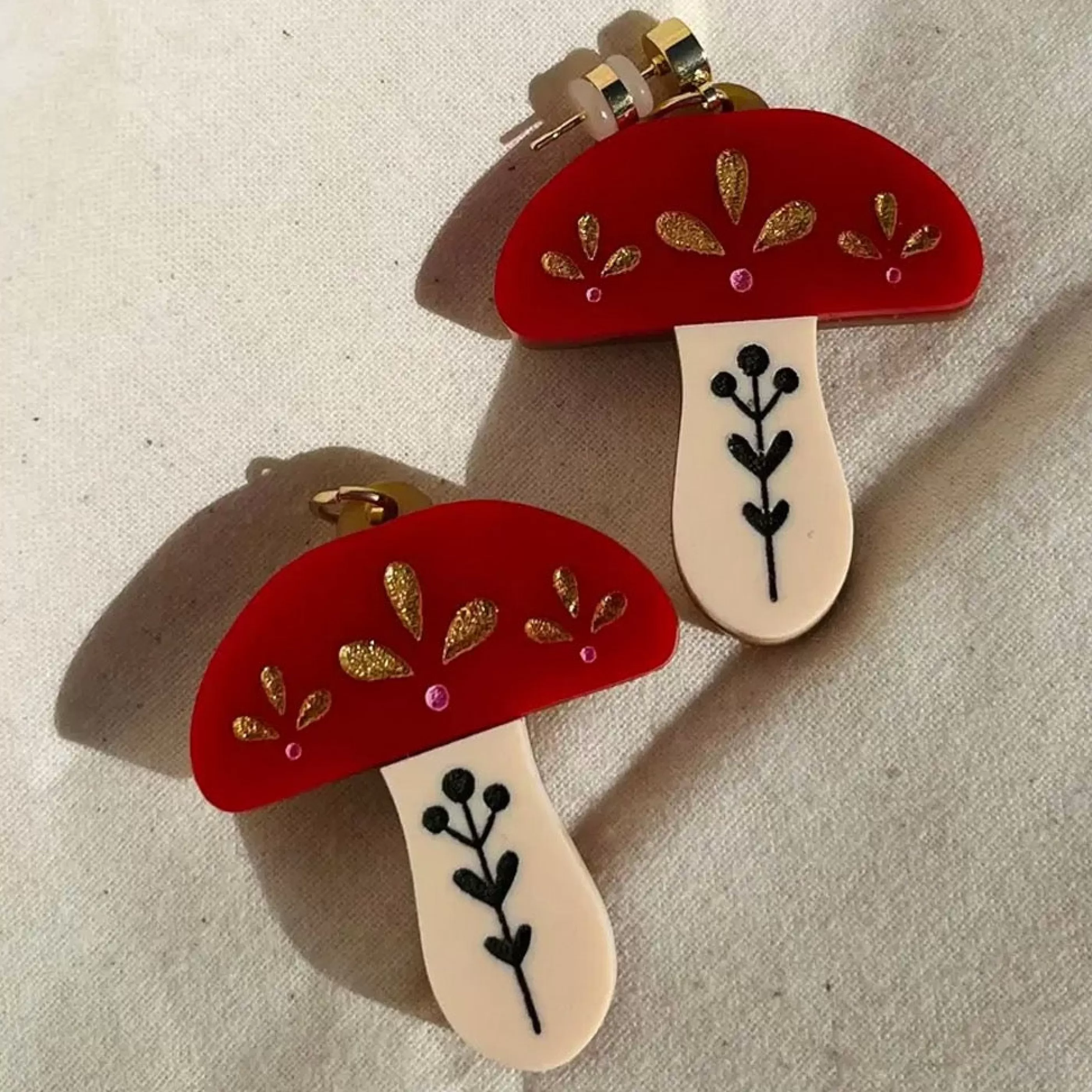 Studio Nena Jewellery>Red Folk Mushroom Earrings