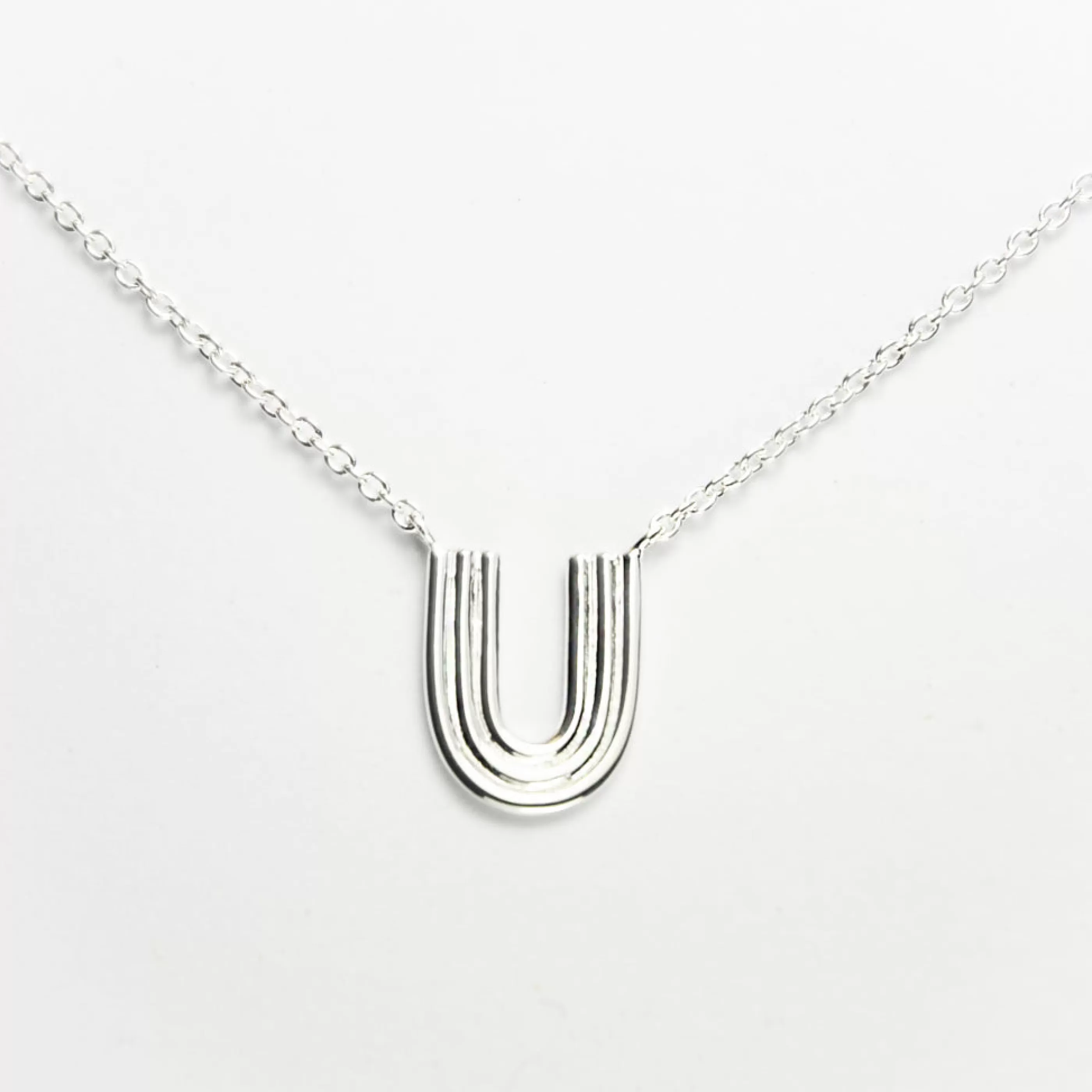 Tashi Jewellery>Ridged Arc Necklace Sterling Silver