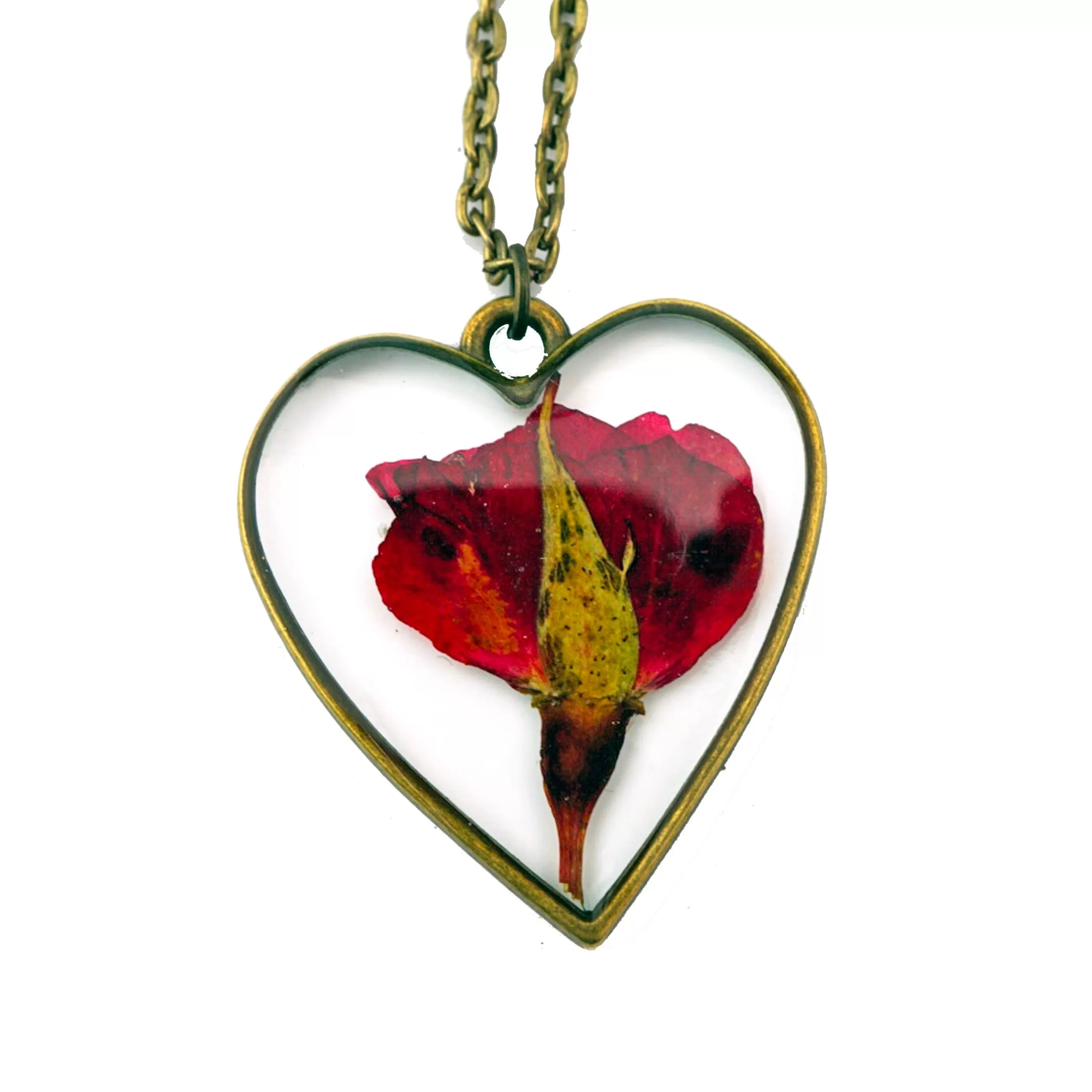 The Pretty Pickle Jewellery>Rose Heart Necklace Antique Bronze