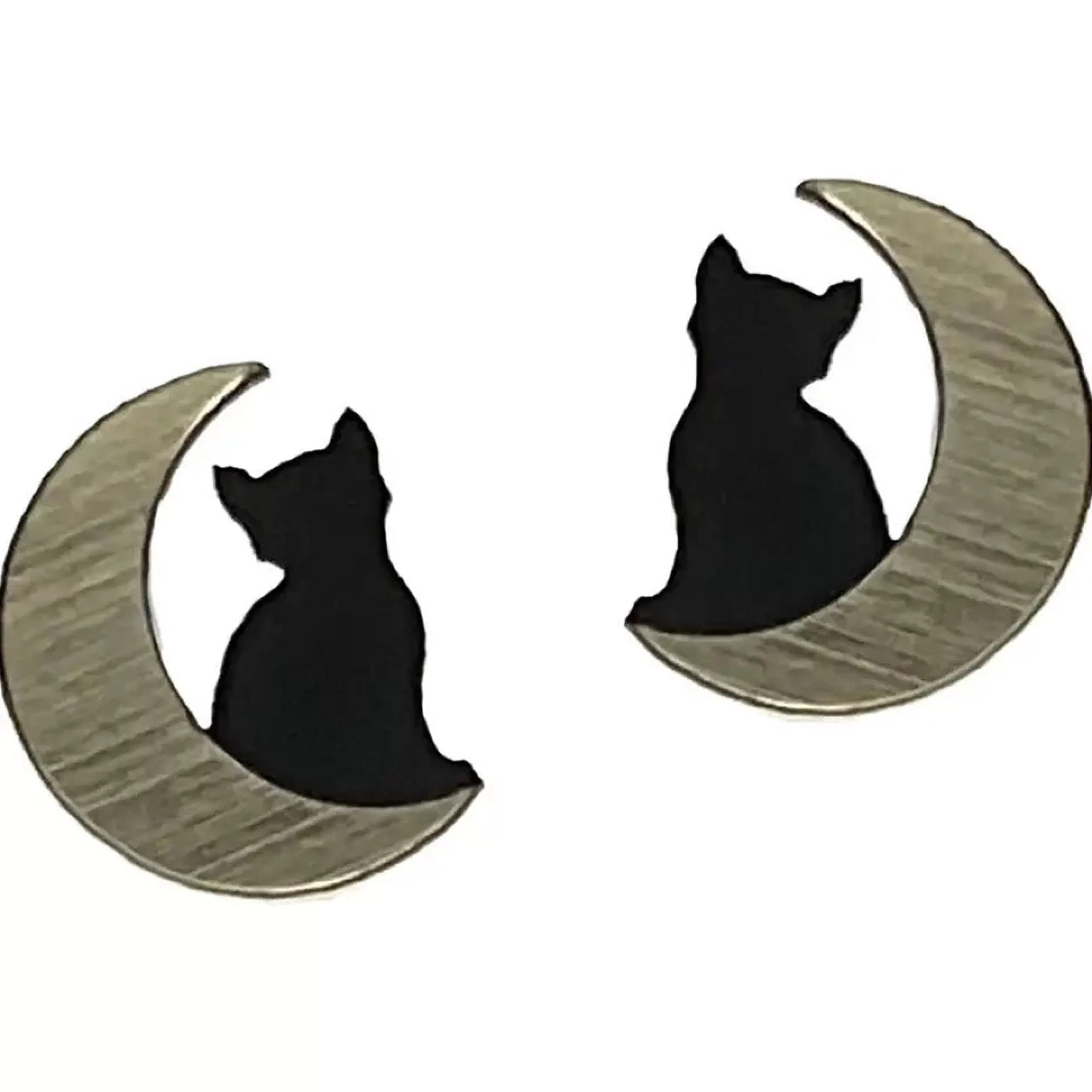 Vinca Jewellery>Small Cat In Moon Earrings