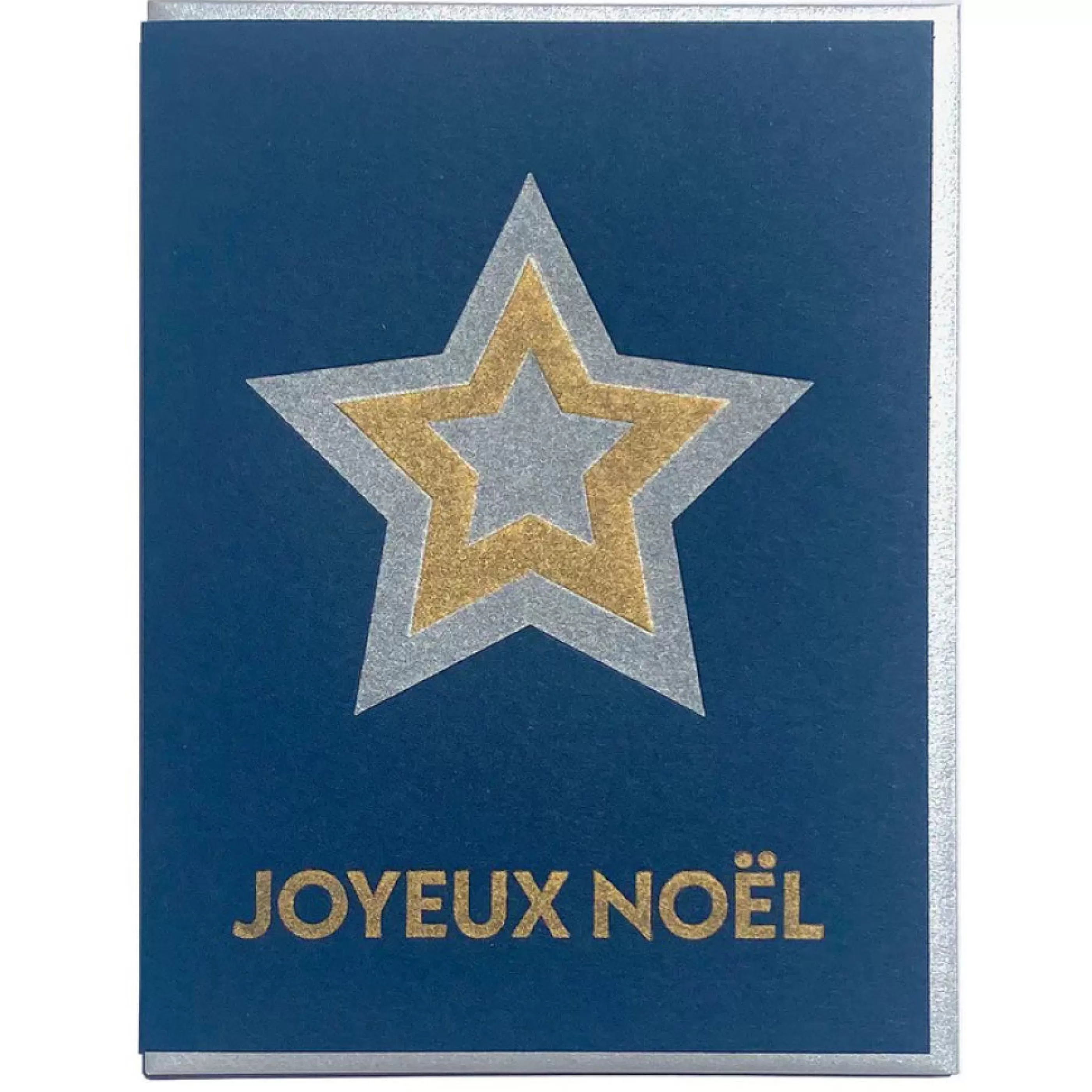 Lady Pilot Letterpress Star On Blue Joyeux Noel Card Cheap