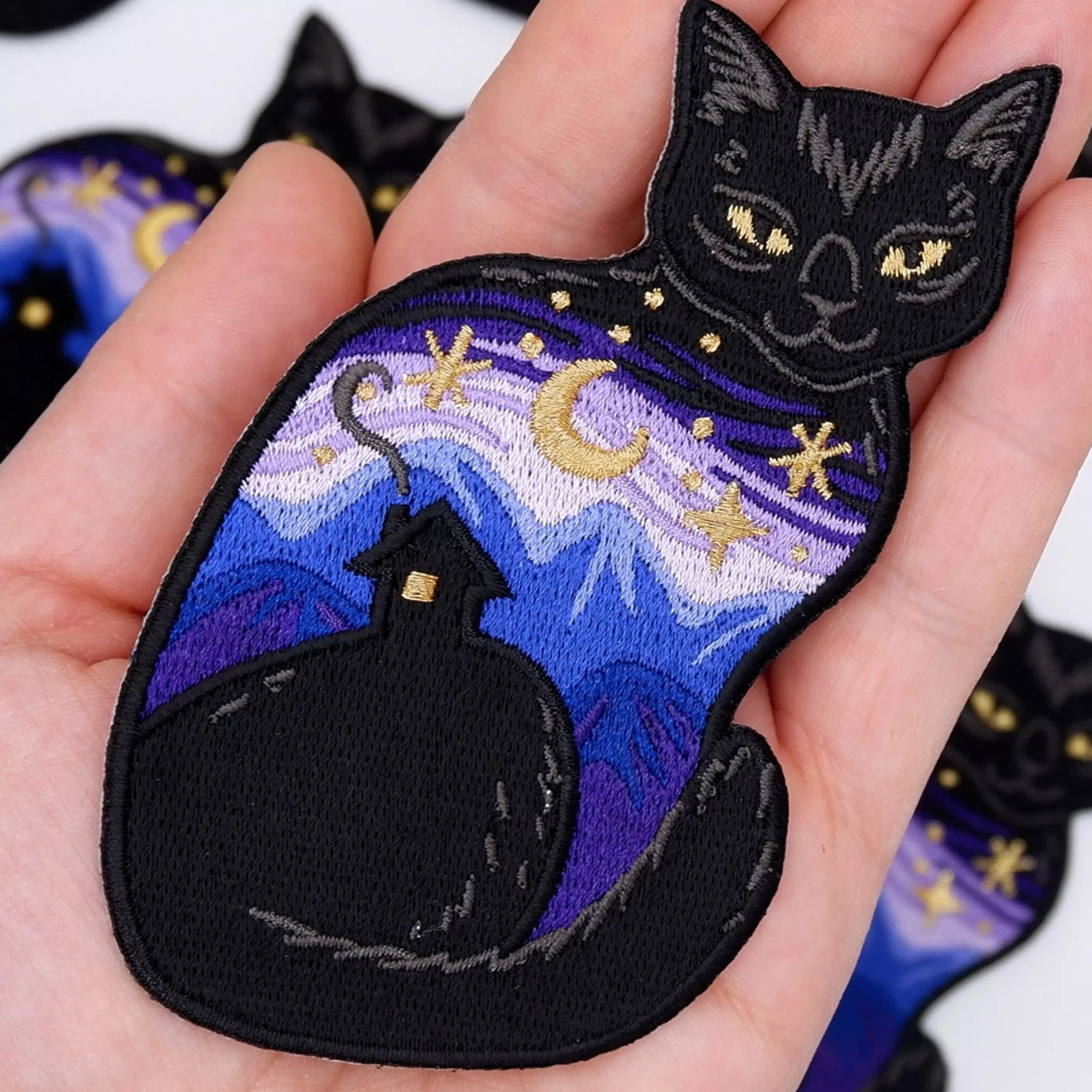 Cat Coven Pins, Patches & Keychains>Twilight Cat Embroidered Patch