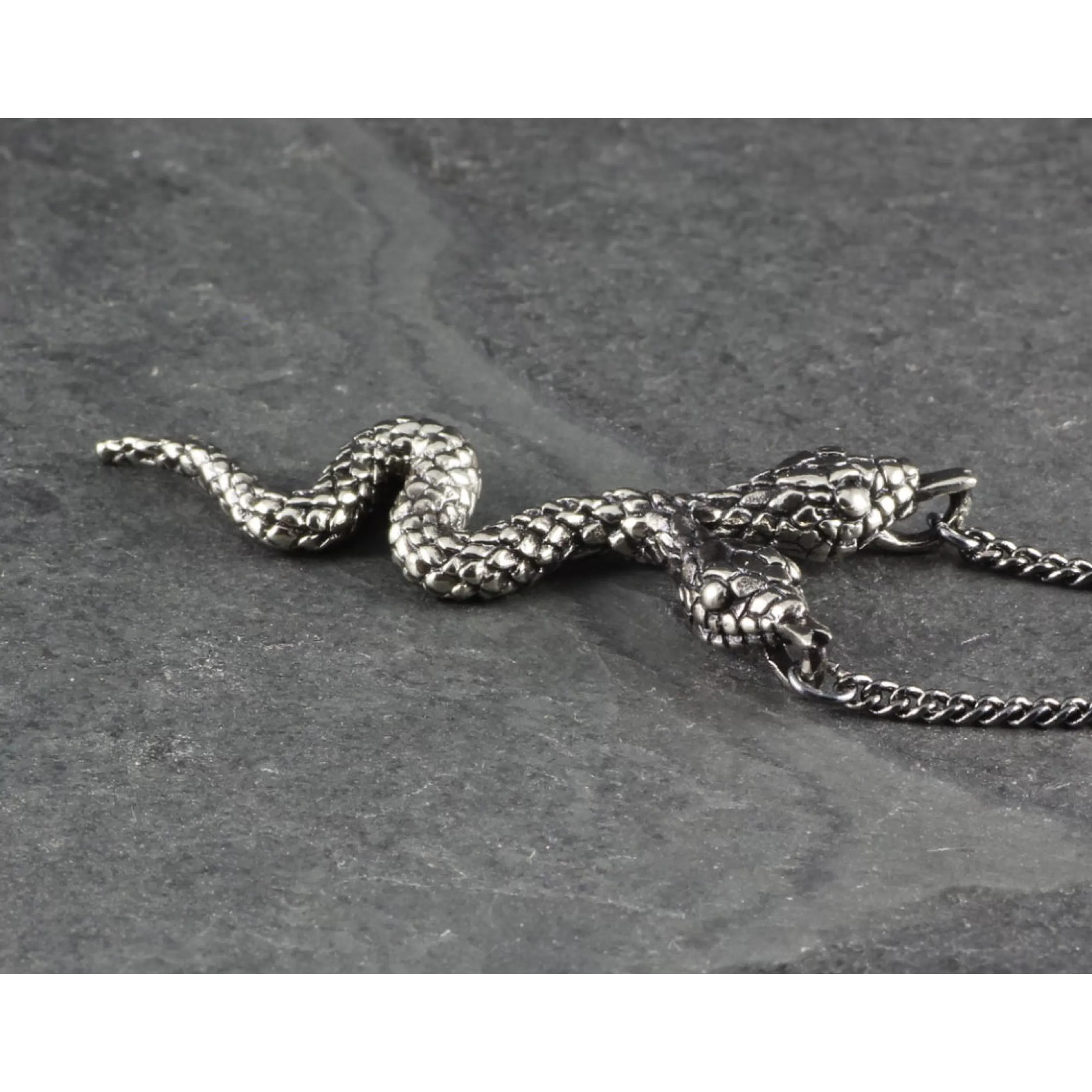 Lost Apostle Jewellery>Two-Headed Snake Necklace Silver